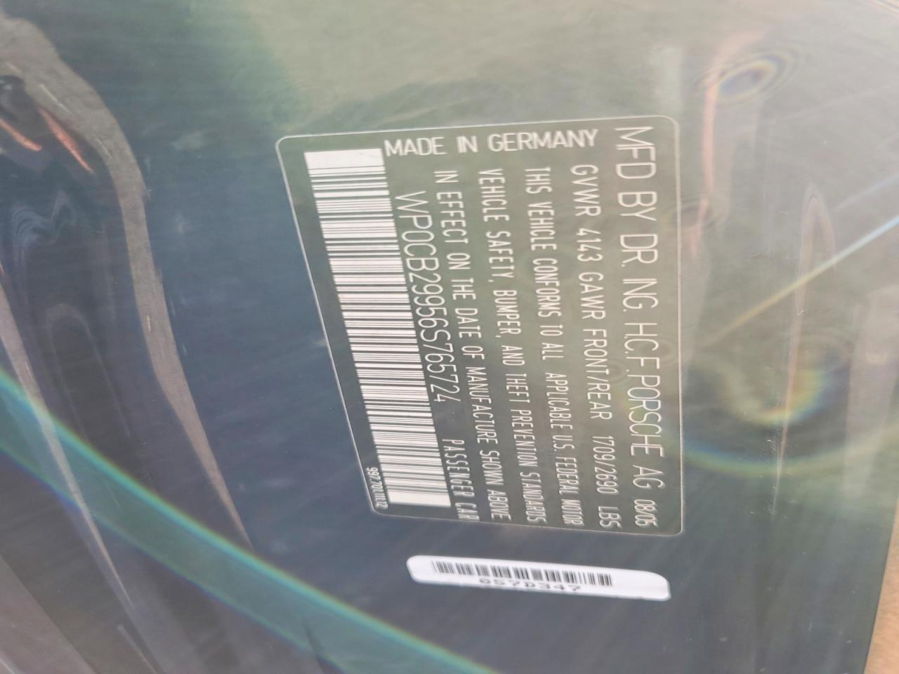 2006 Porsche 911 Carrera S Cabriolet Blue vin: WP0CB29956S765724