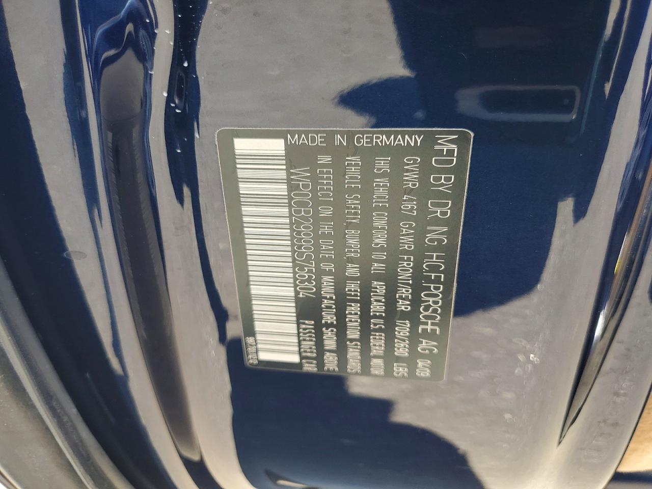 2009 Porsche 911 Carrera S Cabriolet/carrera 4s Blue vin: WP0CB29999S756304