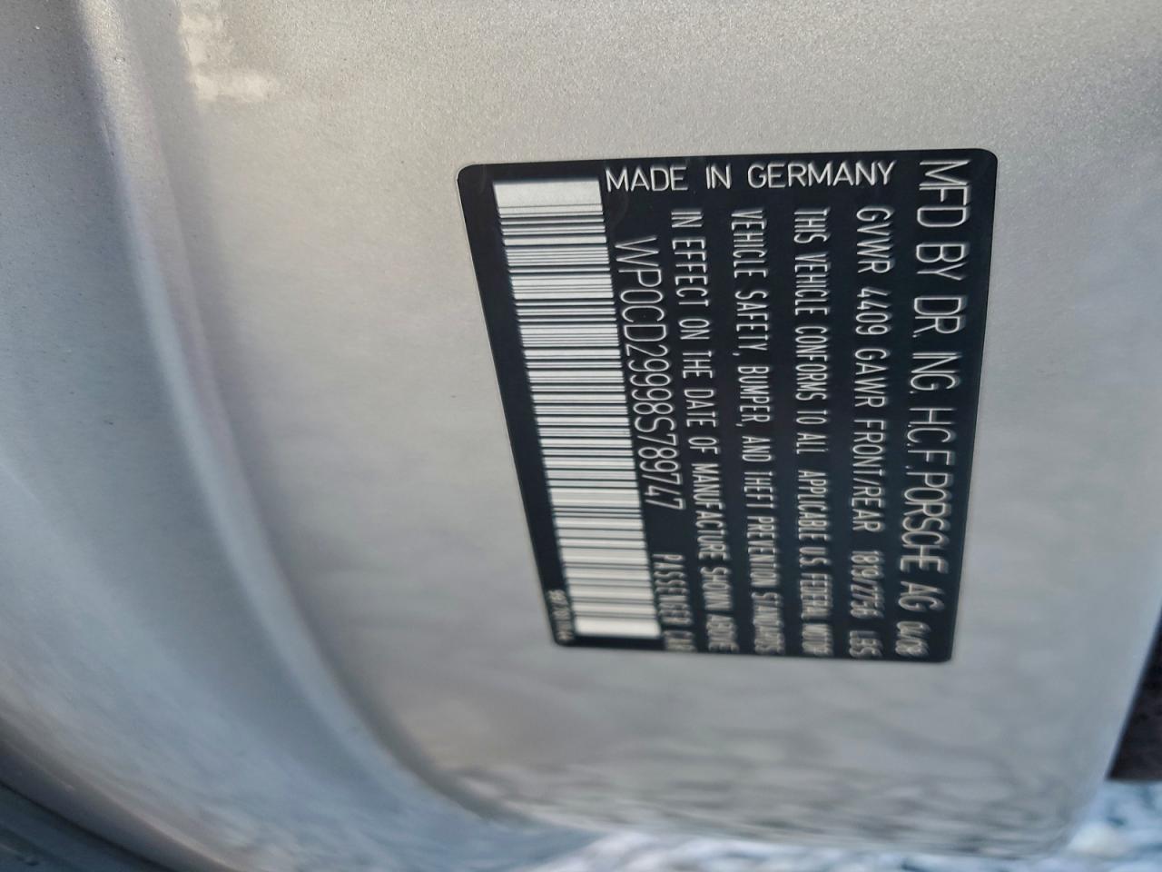2008 Porsche 911 Turbo Серебряный vin: WP0CD29998S789747