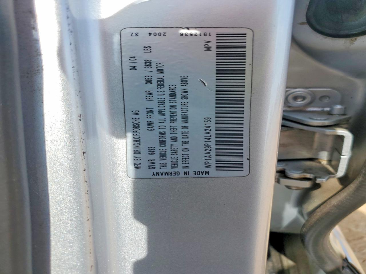 2004 Porsche Cayenne Silver vin: WP1AA29P14LA24159
