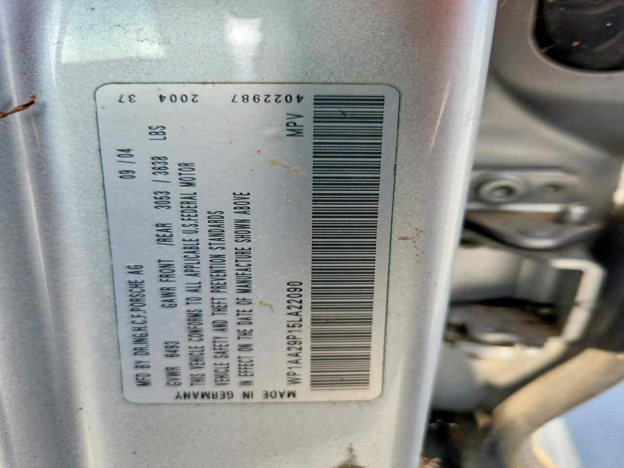 2005 Porsche Cayenne Silver vin: WP1AA29P15LA22090