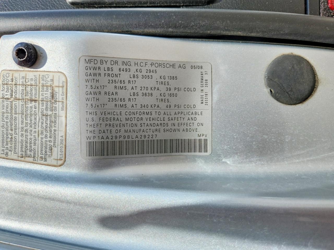 2008 Porsche Cayenne Silver vin: WP1AA29P98LA29227