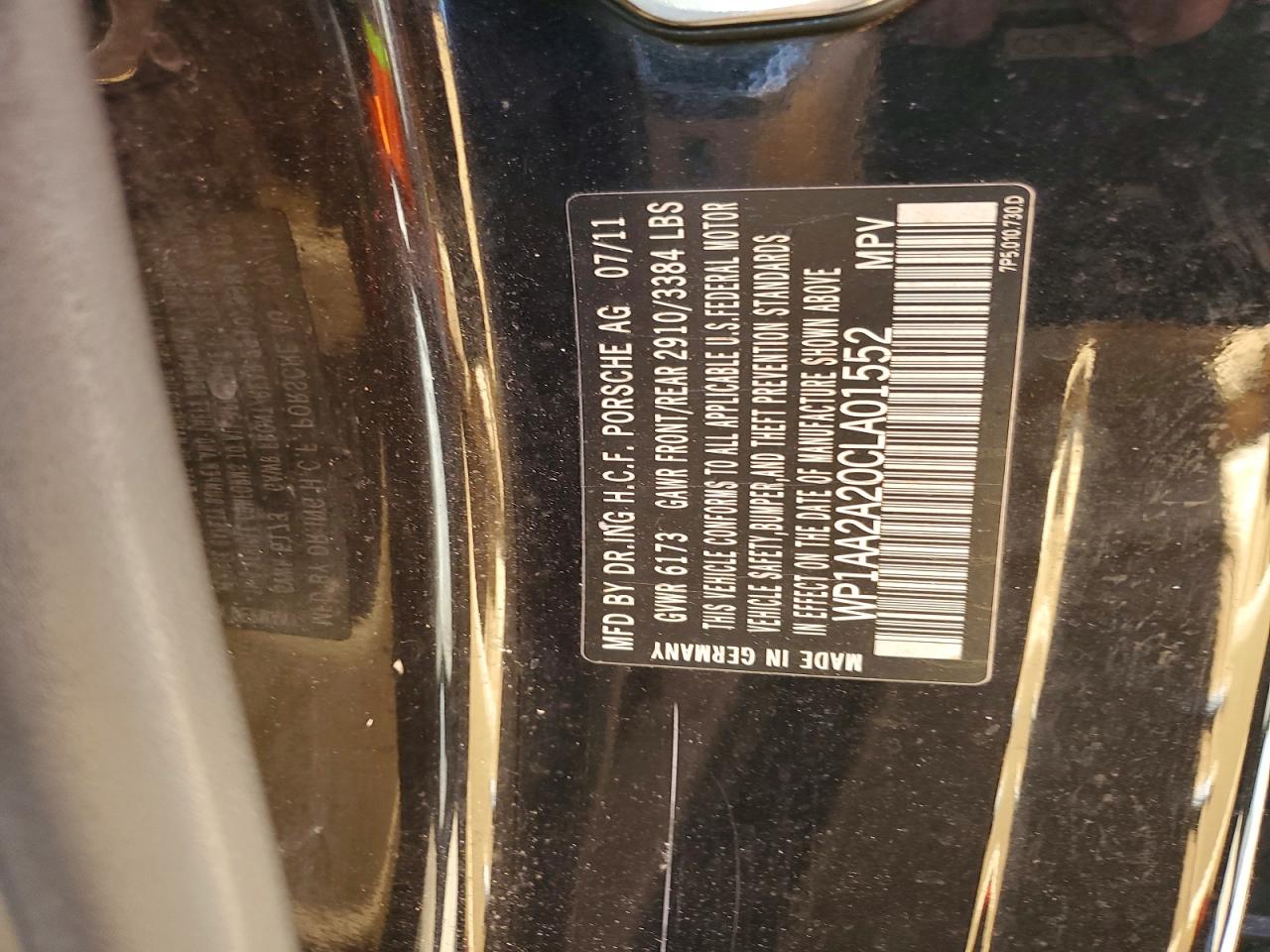 2012 Porsche Cayenne Black vin: WP1AA2A20CLA01552