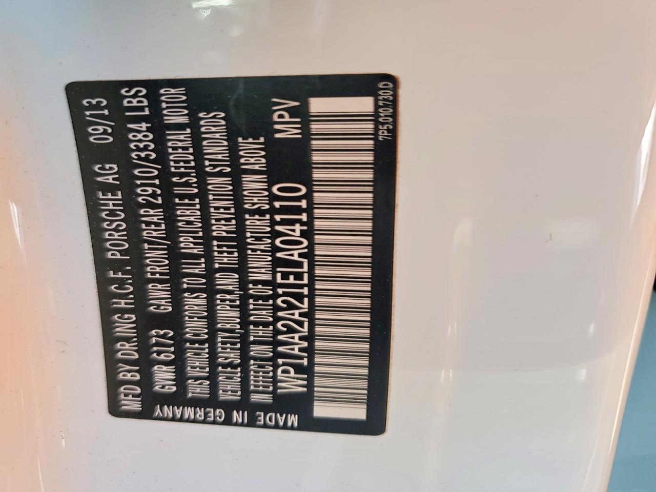 2014 Porsche Cayenne White vin: WP1AA2A21ELA04110
