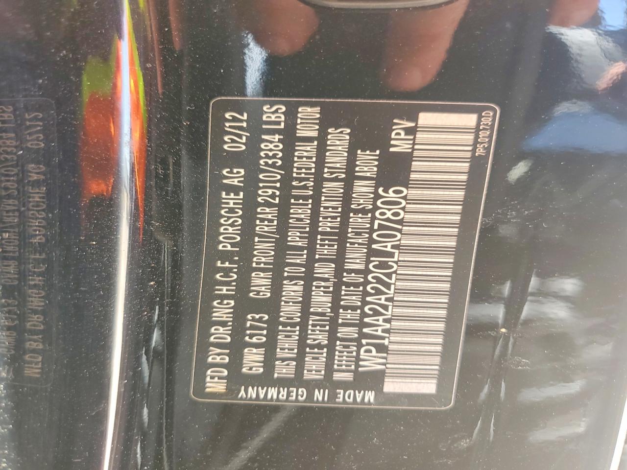2012 Porsche Cayenne Black vin: WP1AA2A22CLA07806