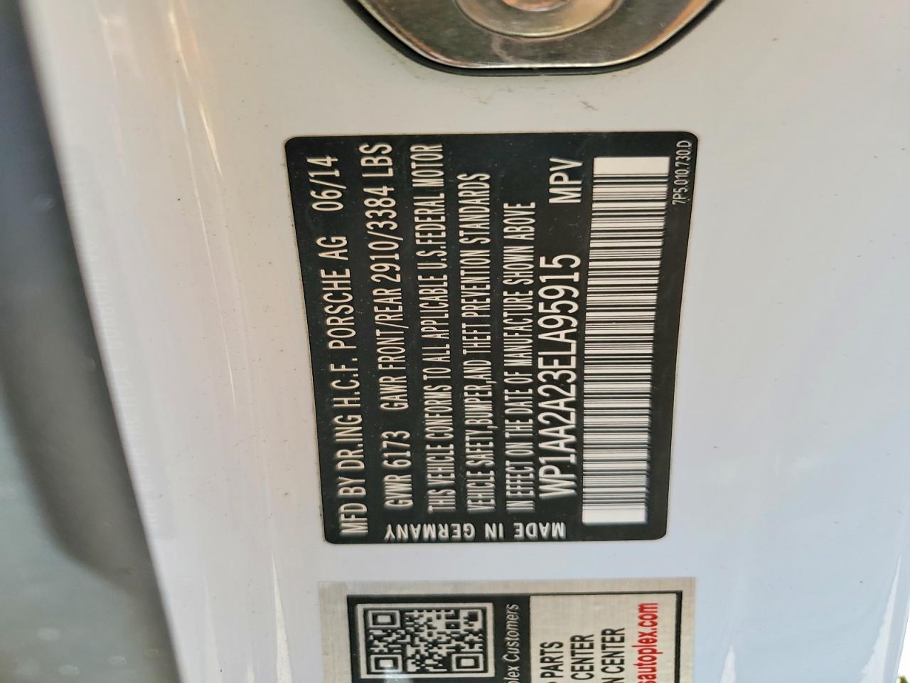 2014 Porsche Cayenne White vin: WP1AA2A23ELA95915