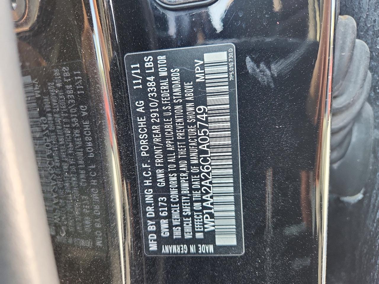 2012 Porsche Cayenne Gray vin: WP1AA2A26CLA05749