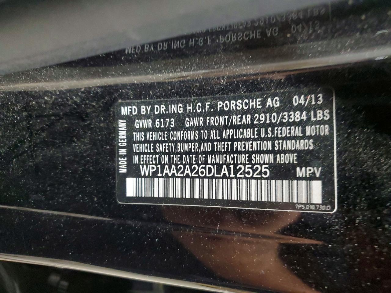 2013 Porsche Cayenne Black vin: WP1AA2A26DLA12525