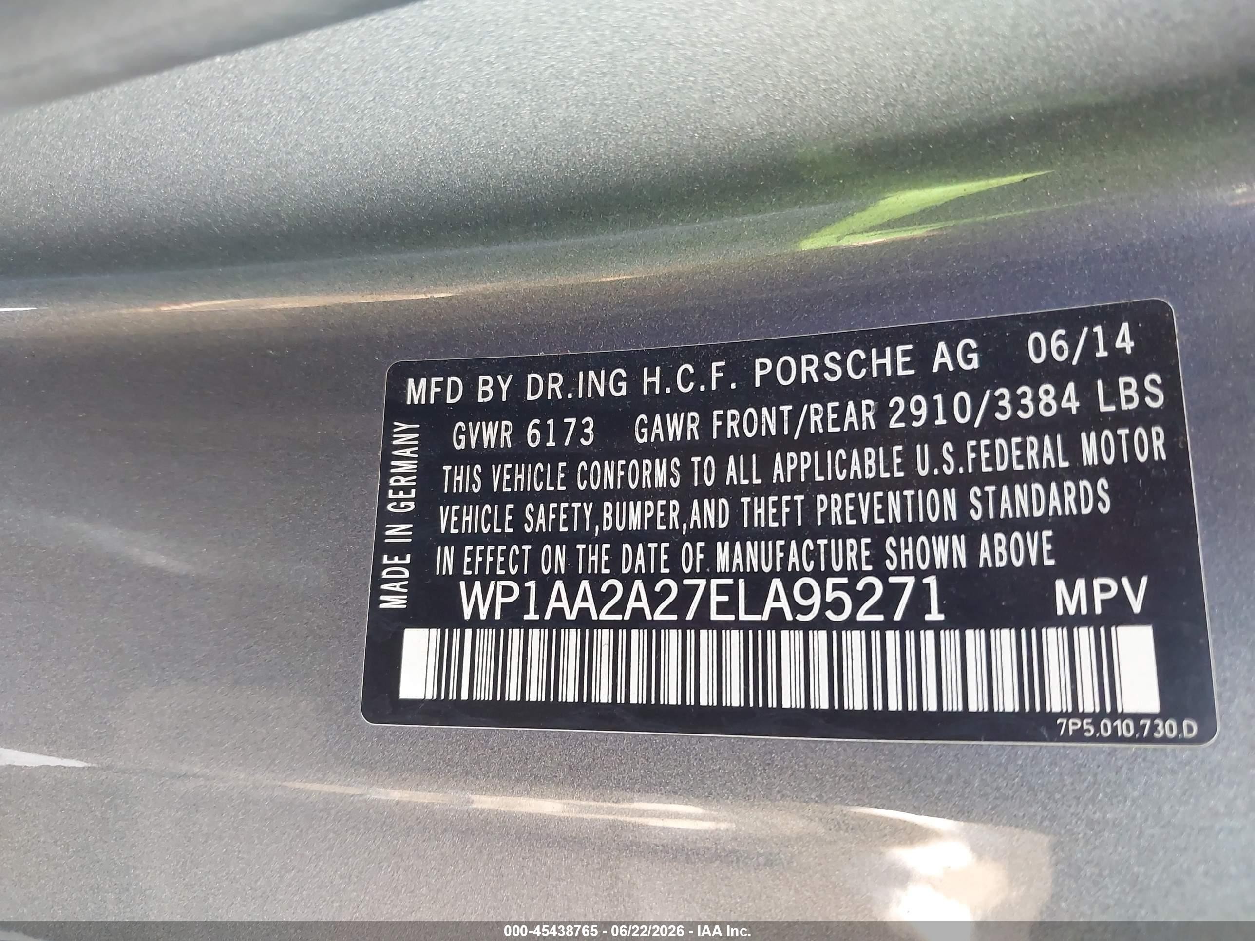 2014 Porsche Cayenne Platinum Edition Silver vin: WP1AA2A27ELA95271