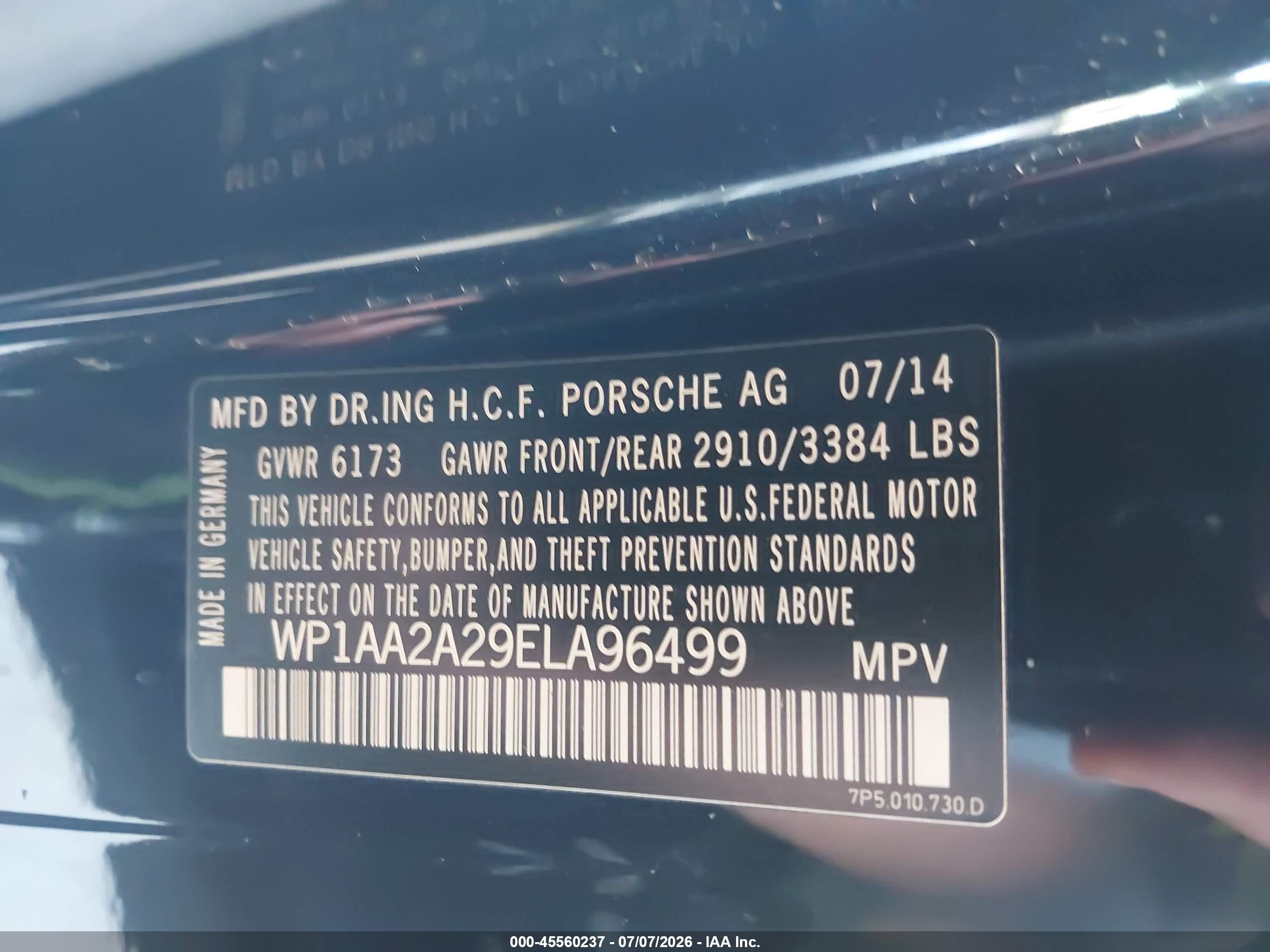 2014 Porsche Cayenne Black vin: WP1AA2A29ELA96499