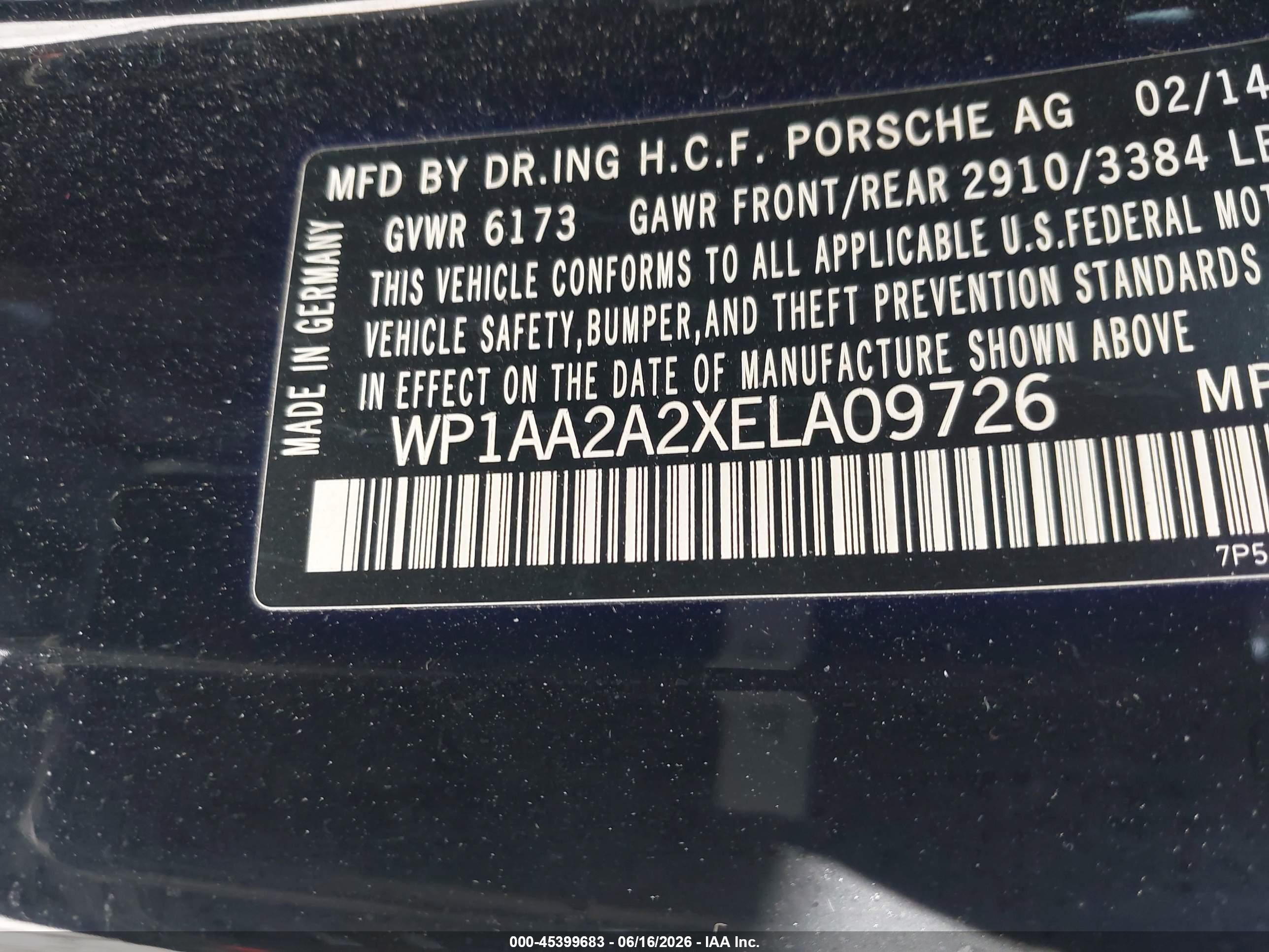 2014 Porsche Cayenne Platinum Edition Black vin: WP1AA2A2XELA09726