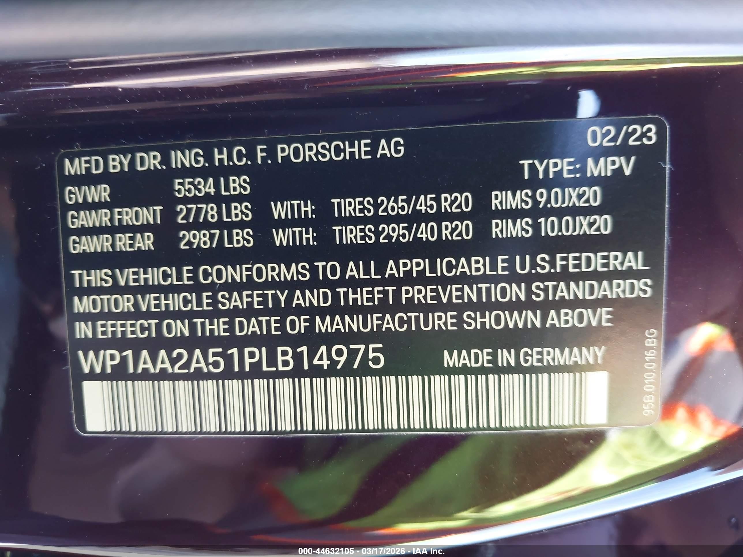 2023 Porsche Macan T Фиолетовый vin: WP1AA2A51PLB14975