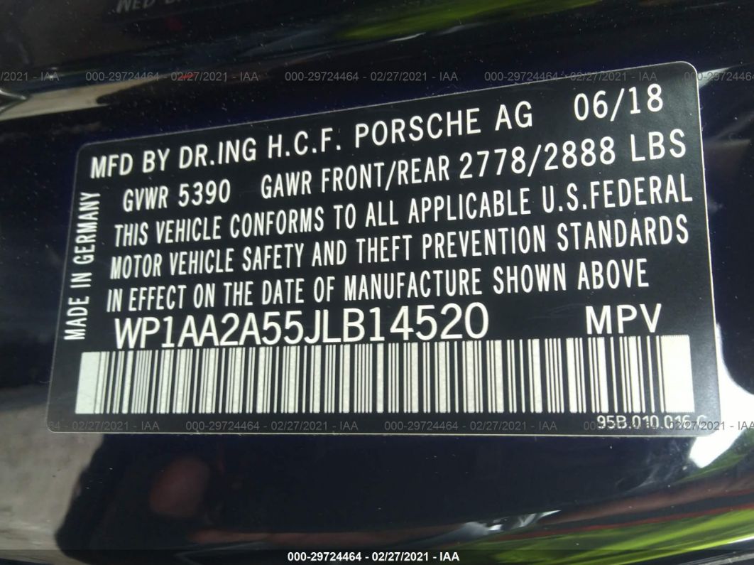 2018 Porsche Macan Black vin: WP1AA2A55JLB14520
