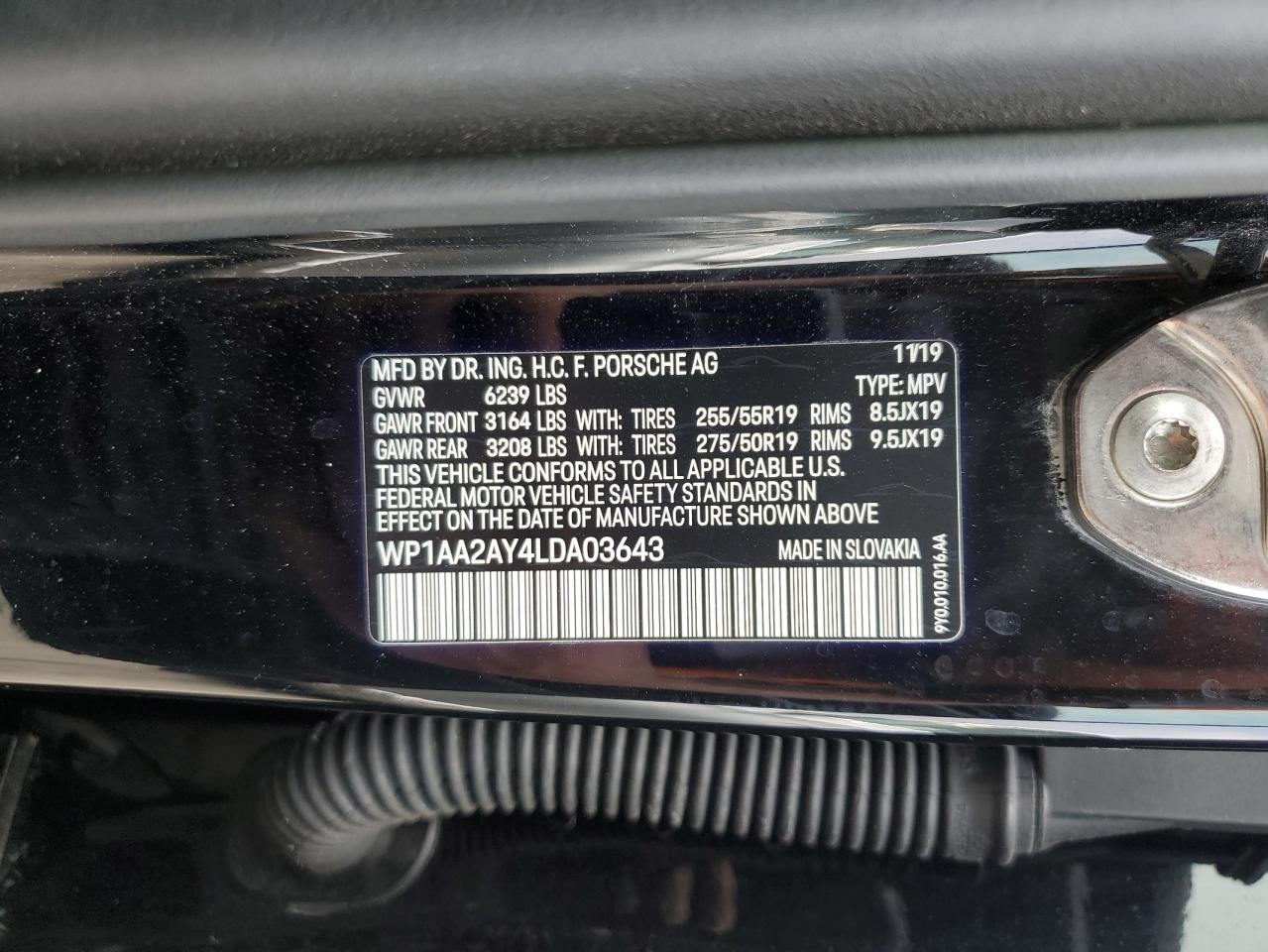 2020 Porsche Cayenne Black vin: WP1AA2AY4LDA03643