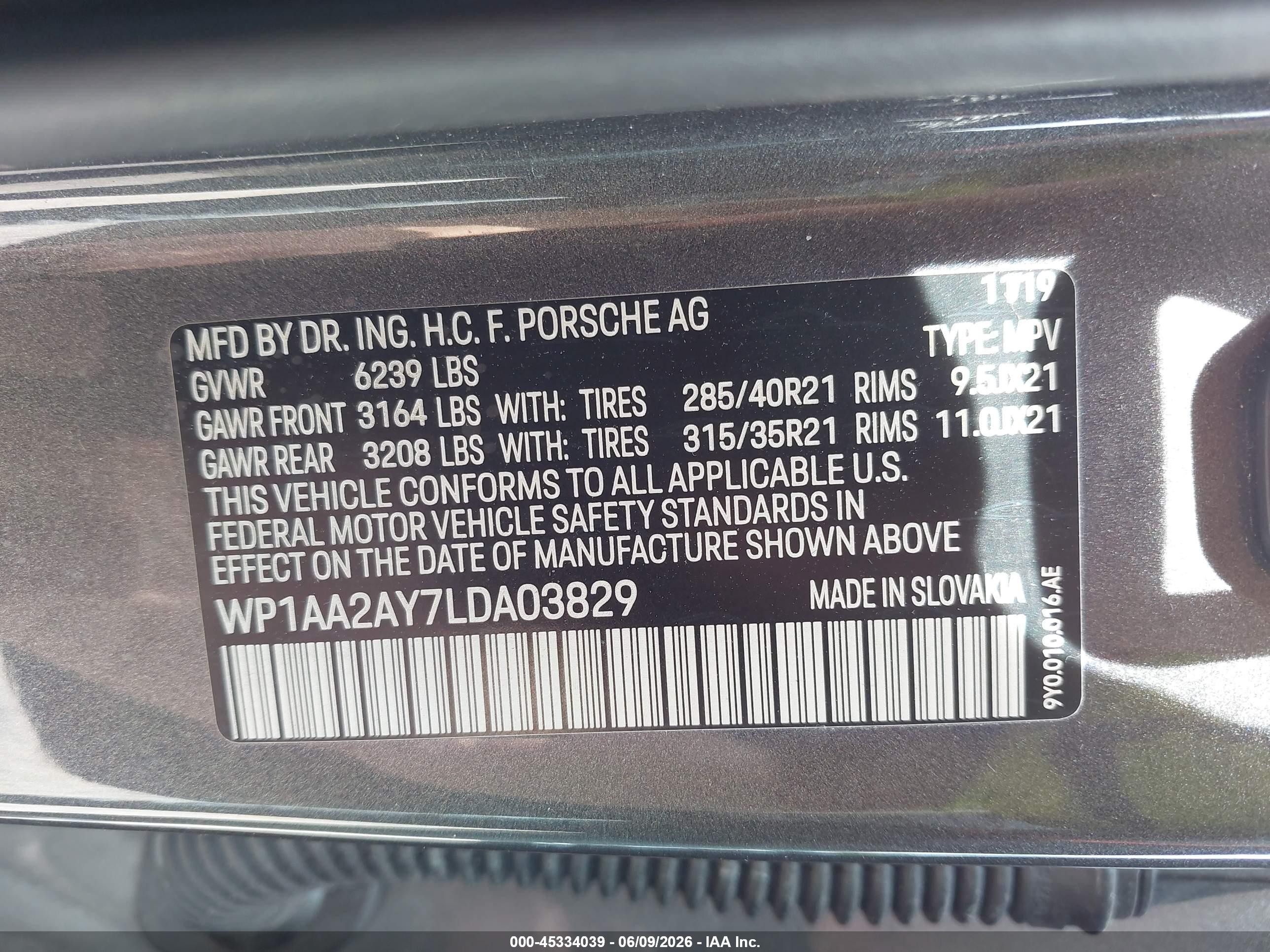 2020 Porsche Cayenne Gray vin: WP1AA2AY7LDA03829