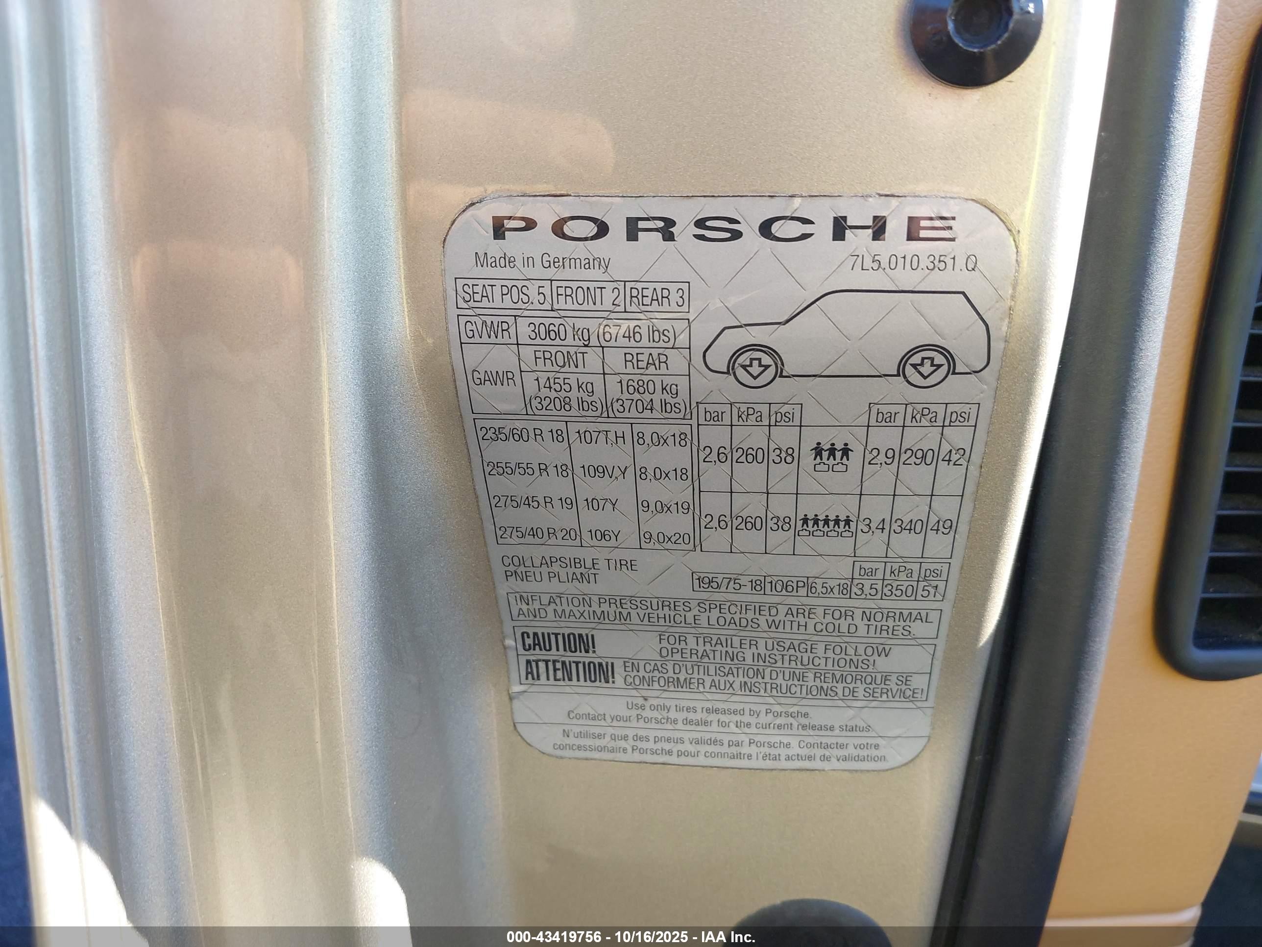 2006 Porsche Cayenne S/s Titanium Edition Gold vin: WP1AB29PX6LA60013