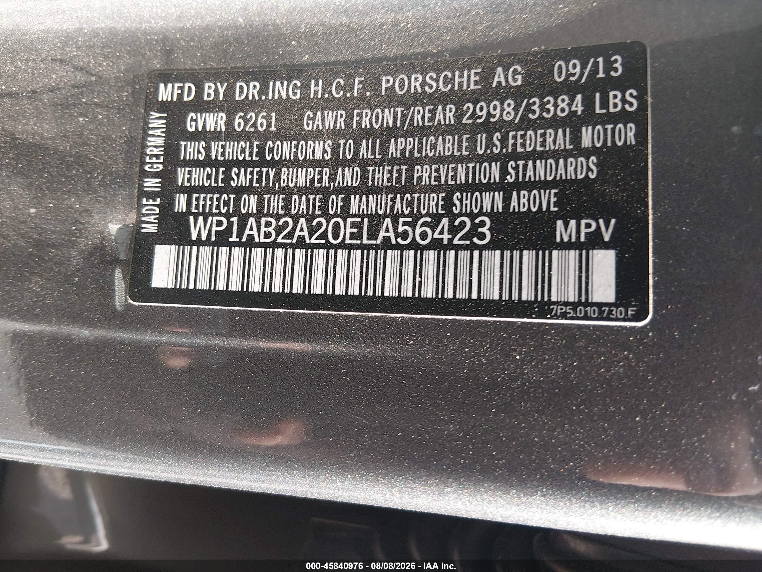 2014 Porsche Cayenne S Gray vin: WP1AB2A20ELA56423