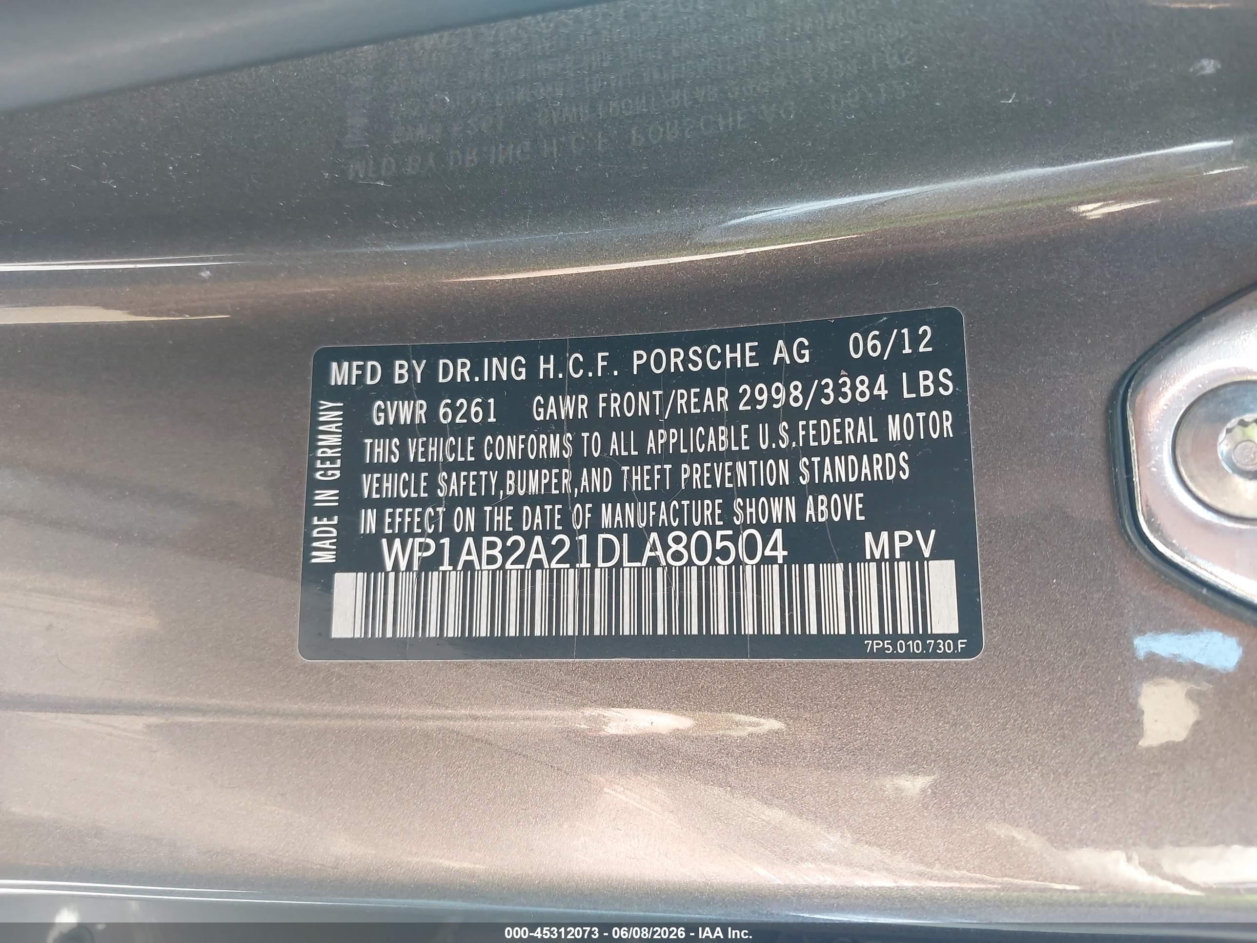 2013 Porsche Cayenne S Gray vin: WP1AB2A21DLA80504