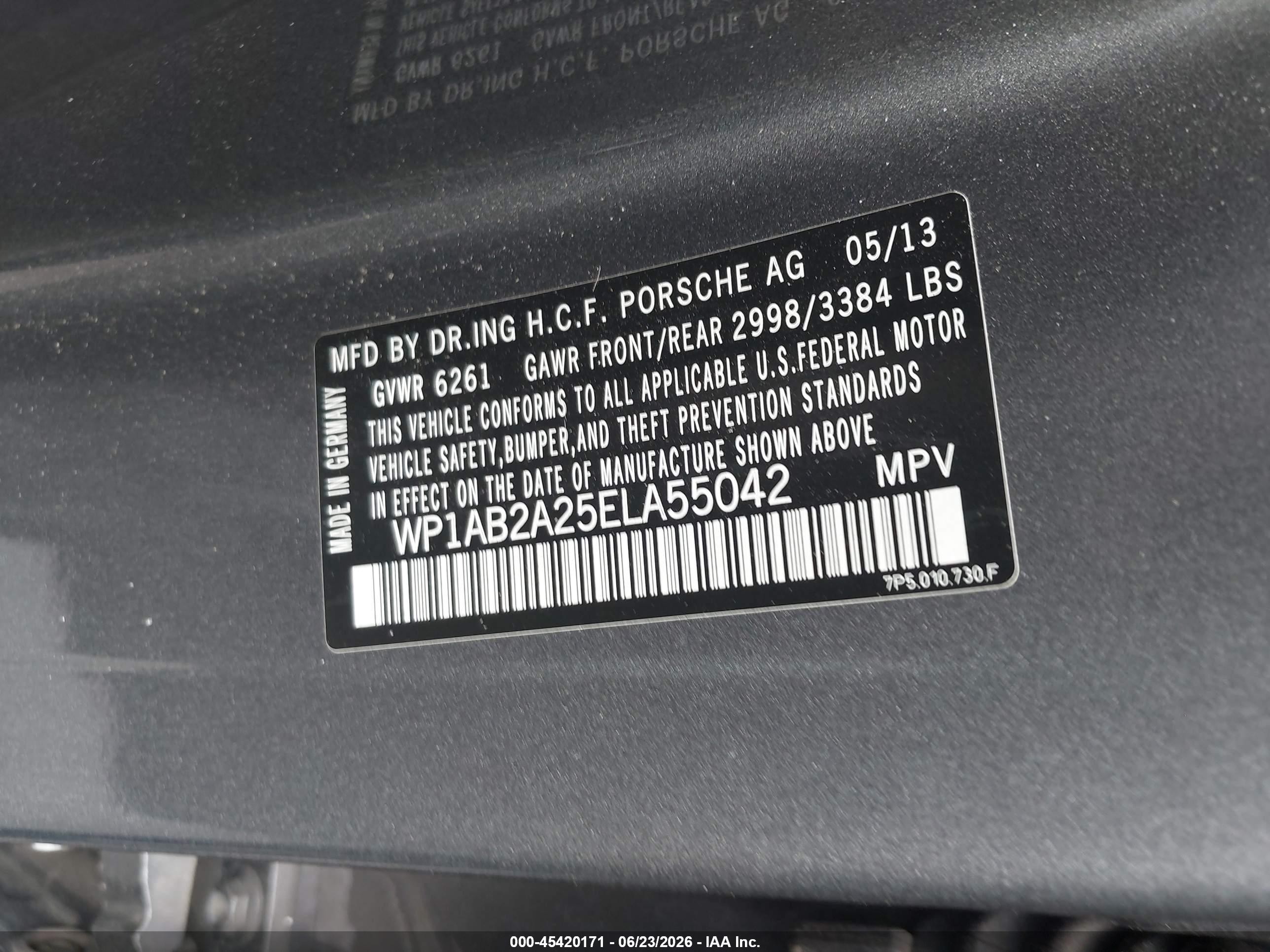 2014 Porsche Cayenne S Gray vin: WP1AB2A25ELA55042