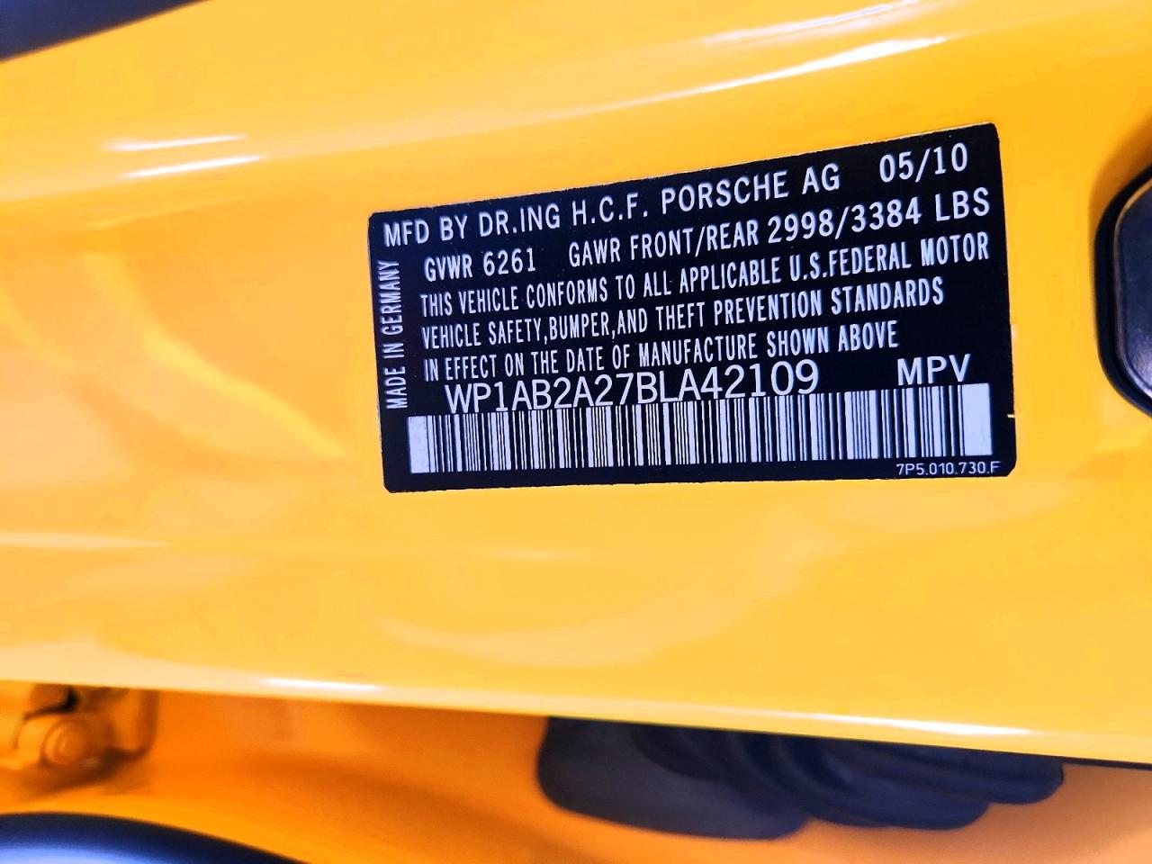 2011 Porsche Cayenne S Yellow vin: WP1AB2A27BLA42109