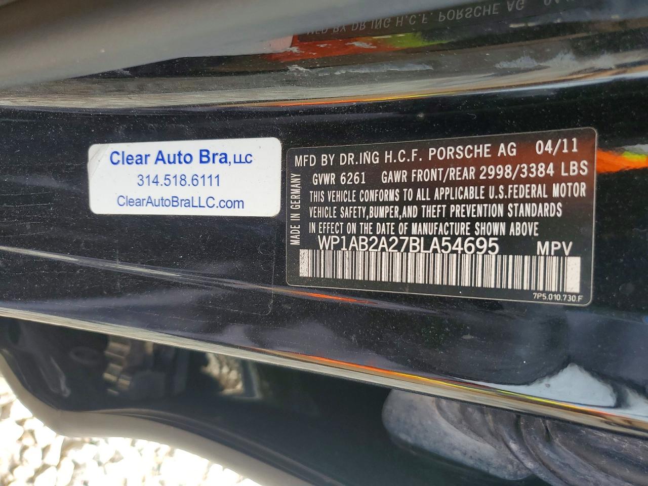 2011 Porsche Cayenne S Black vin: WP1AB2A27BLA54695