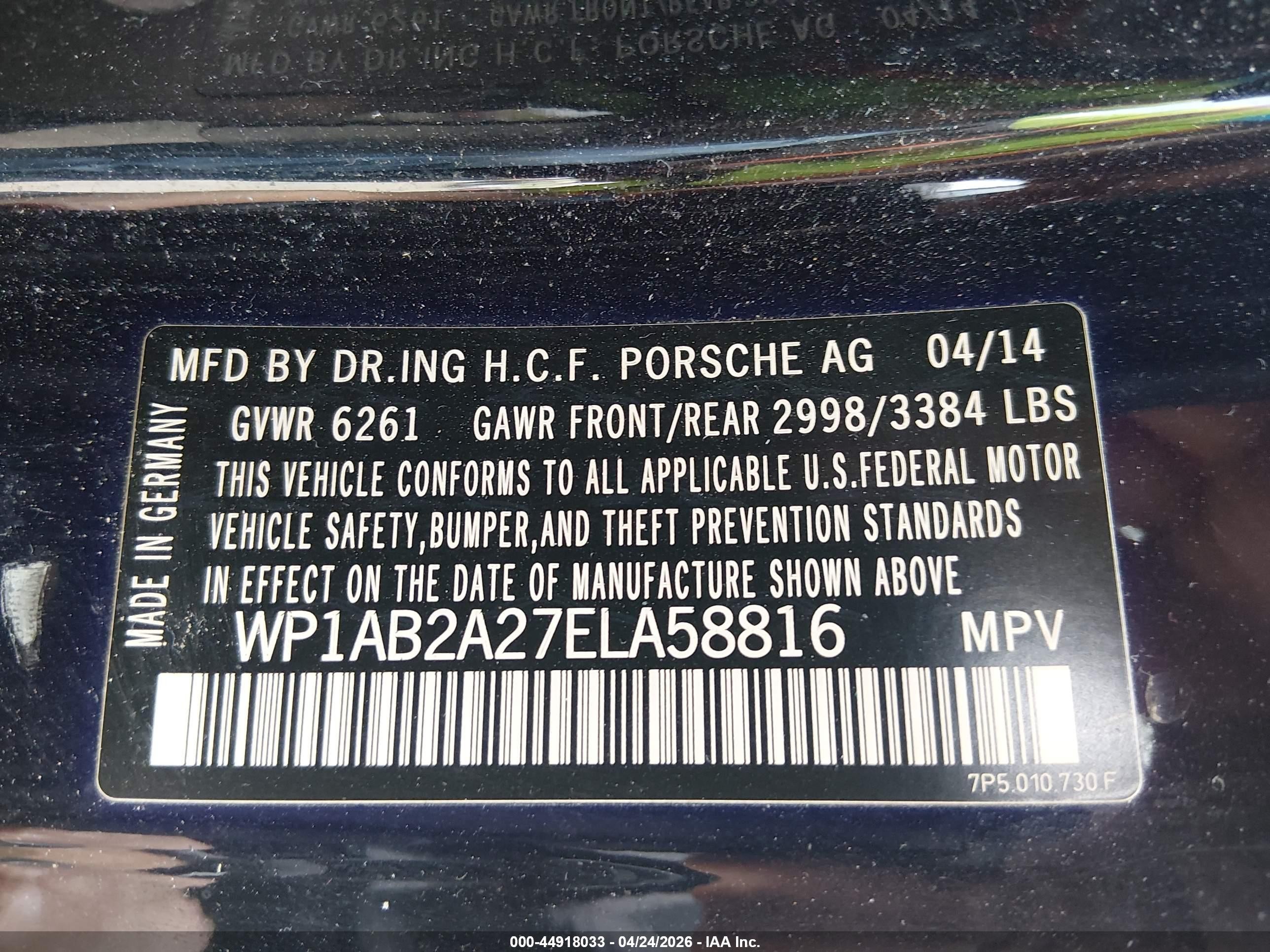 2014 Porsche Cayenne S Black vin: WP1AB2A27ELA58816