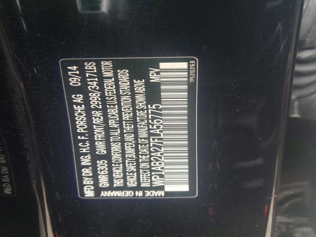2015 Porsche Cayenne S Black vin: WP1AB2A27FLA56775