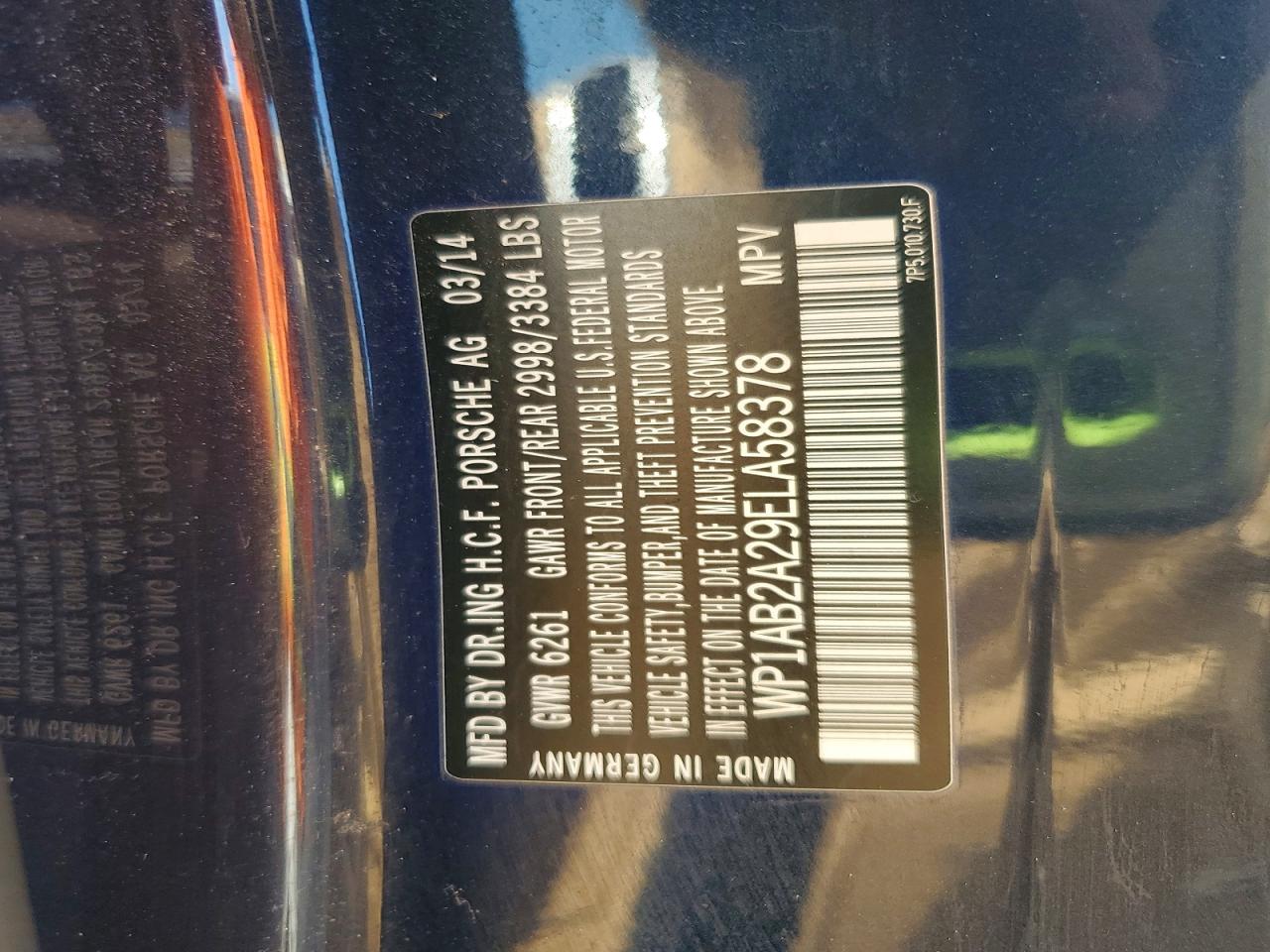 2014 Porsche Cayenne S Black vin: WP1AB2A29ELA58378