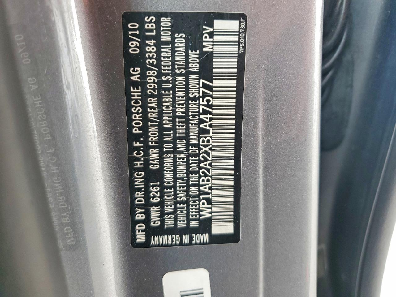 2011 Porsche Cayenne S Gray vin: WP1AB2A2XBLA47577