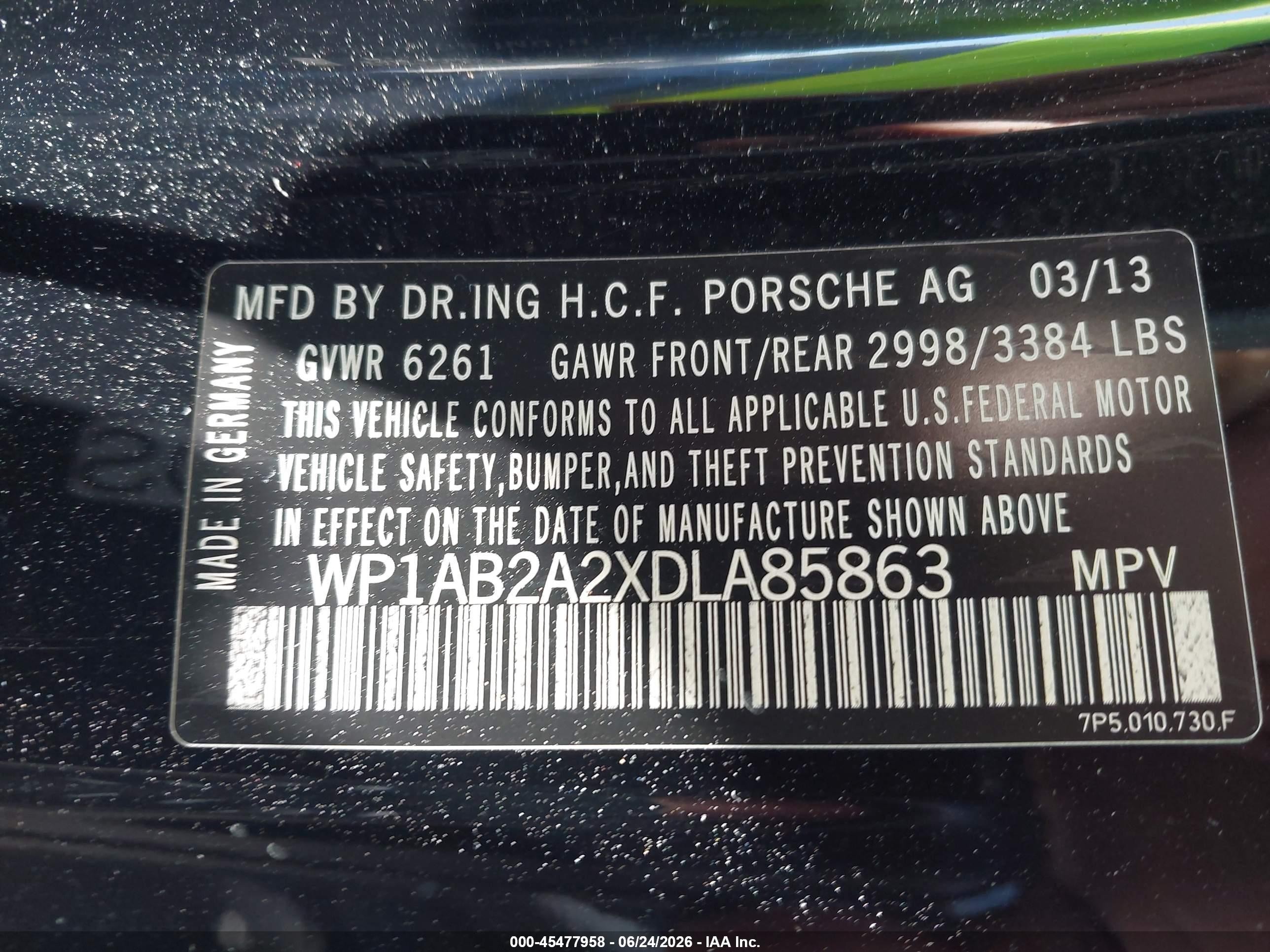2013 Porsche Cayenne S Black vin: WP1AB2A2XDLA85863