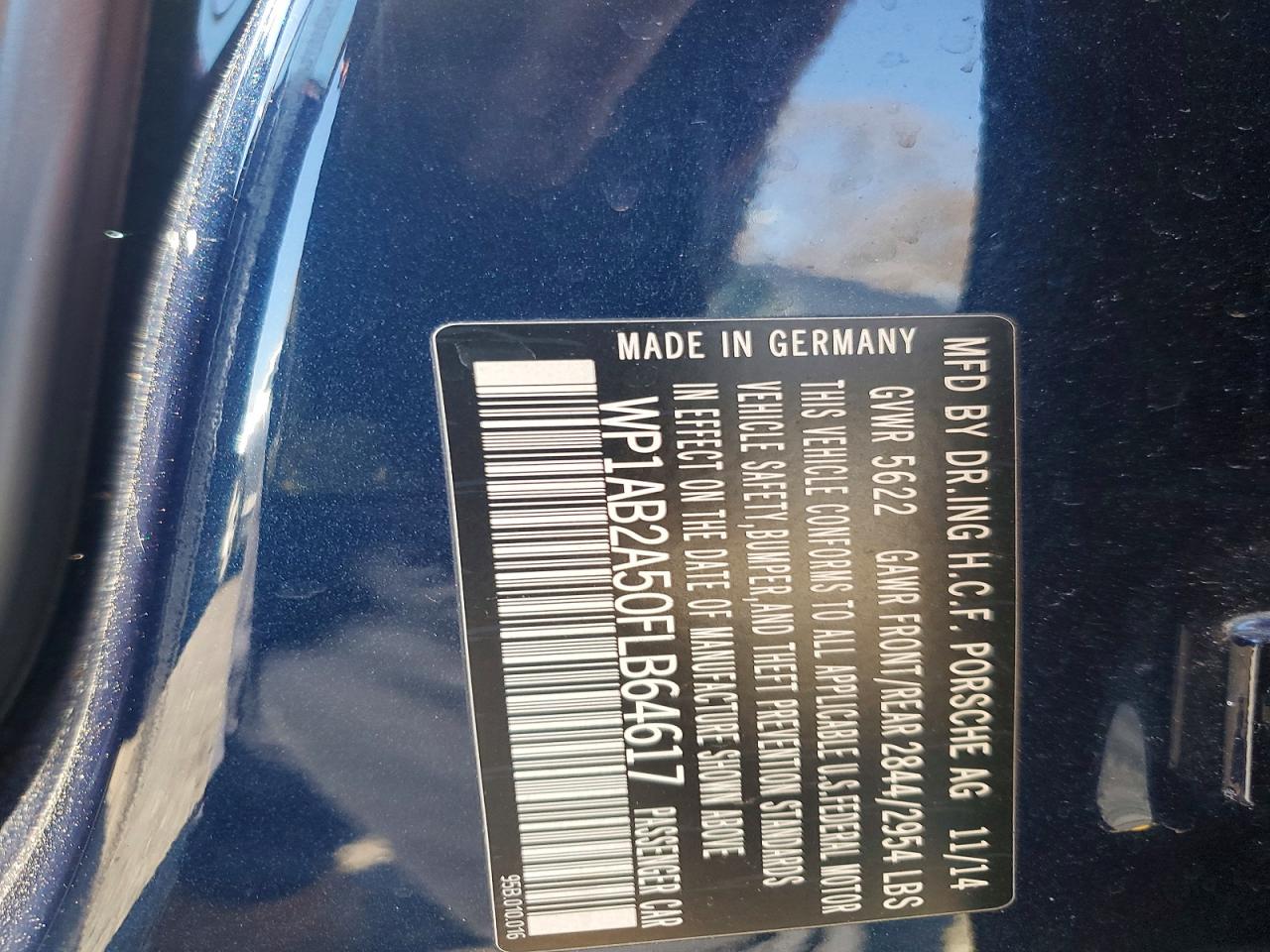 2015 Porsche Macan S Blue vin: WP1AB2A50FLB64617