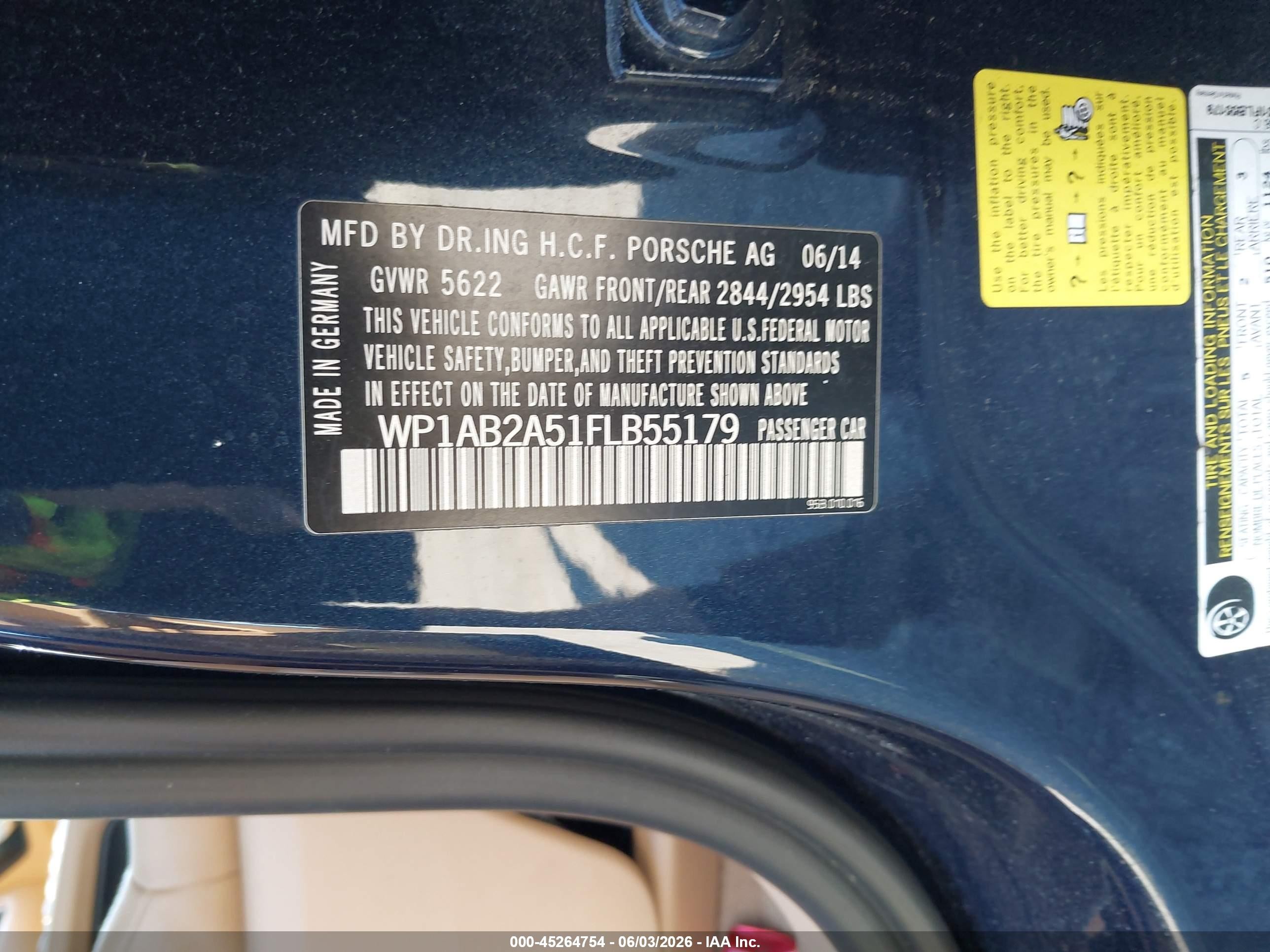 2015 Porsche Macan S Blue vin: WP1AB2A51FLB55179