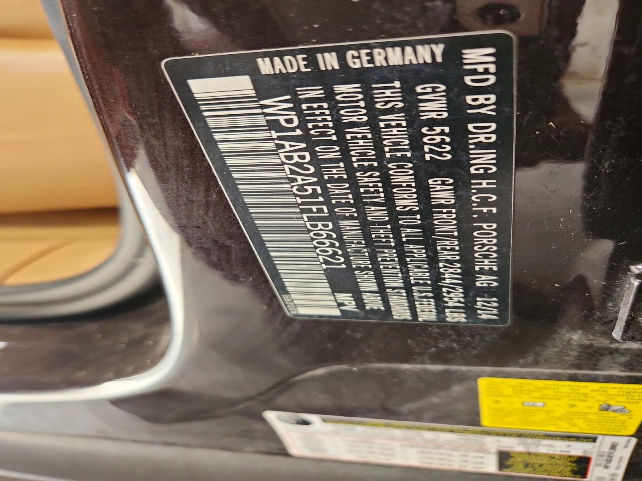 2015 Porsche Macan S Burgundy vin: WP1AB2A51FLB66621