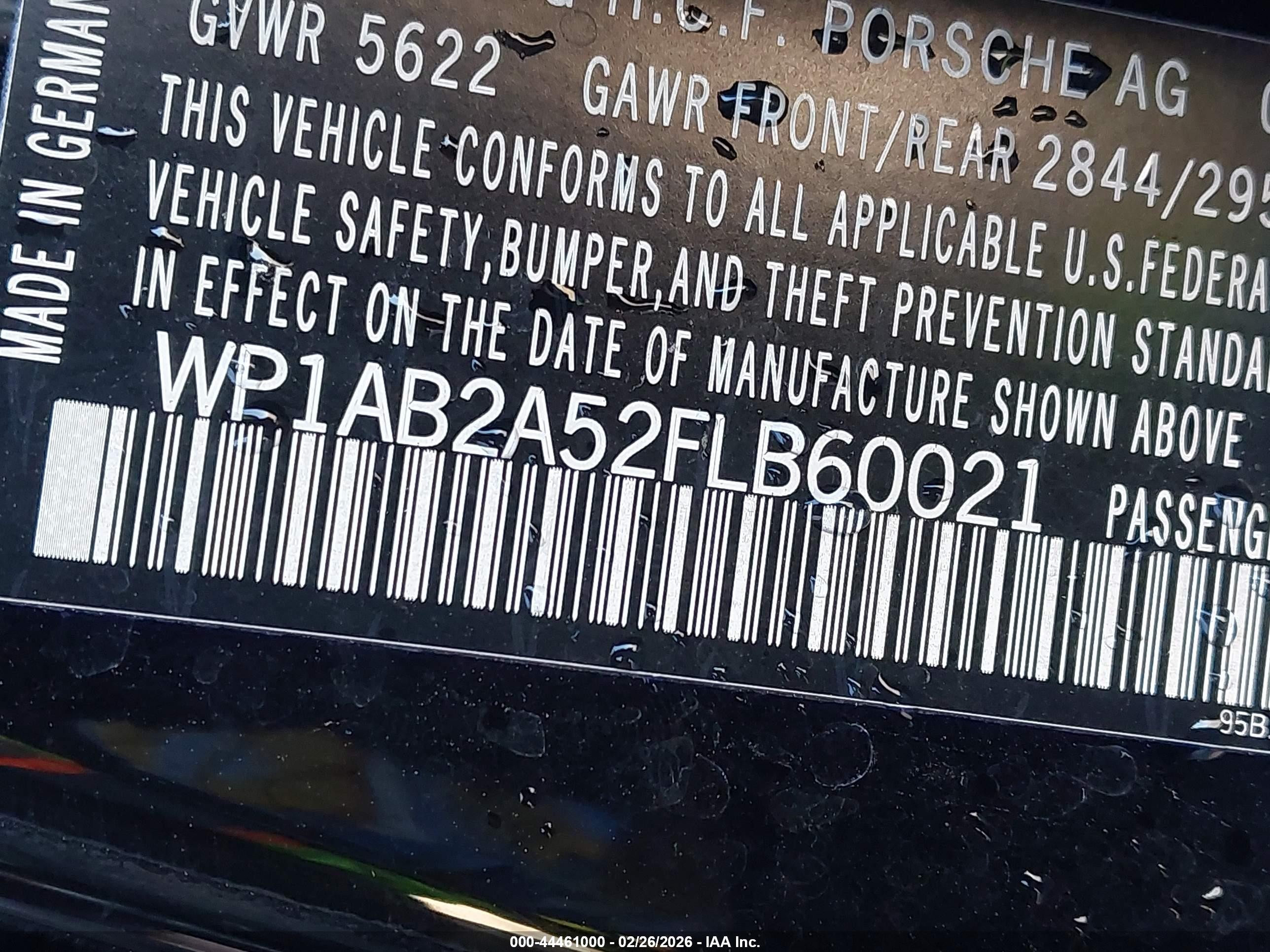2015 Porsche Macan S Черный vin: WP1AB2A52FLB60021