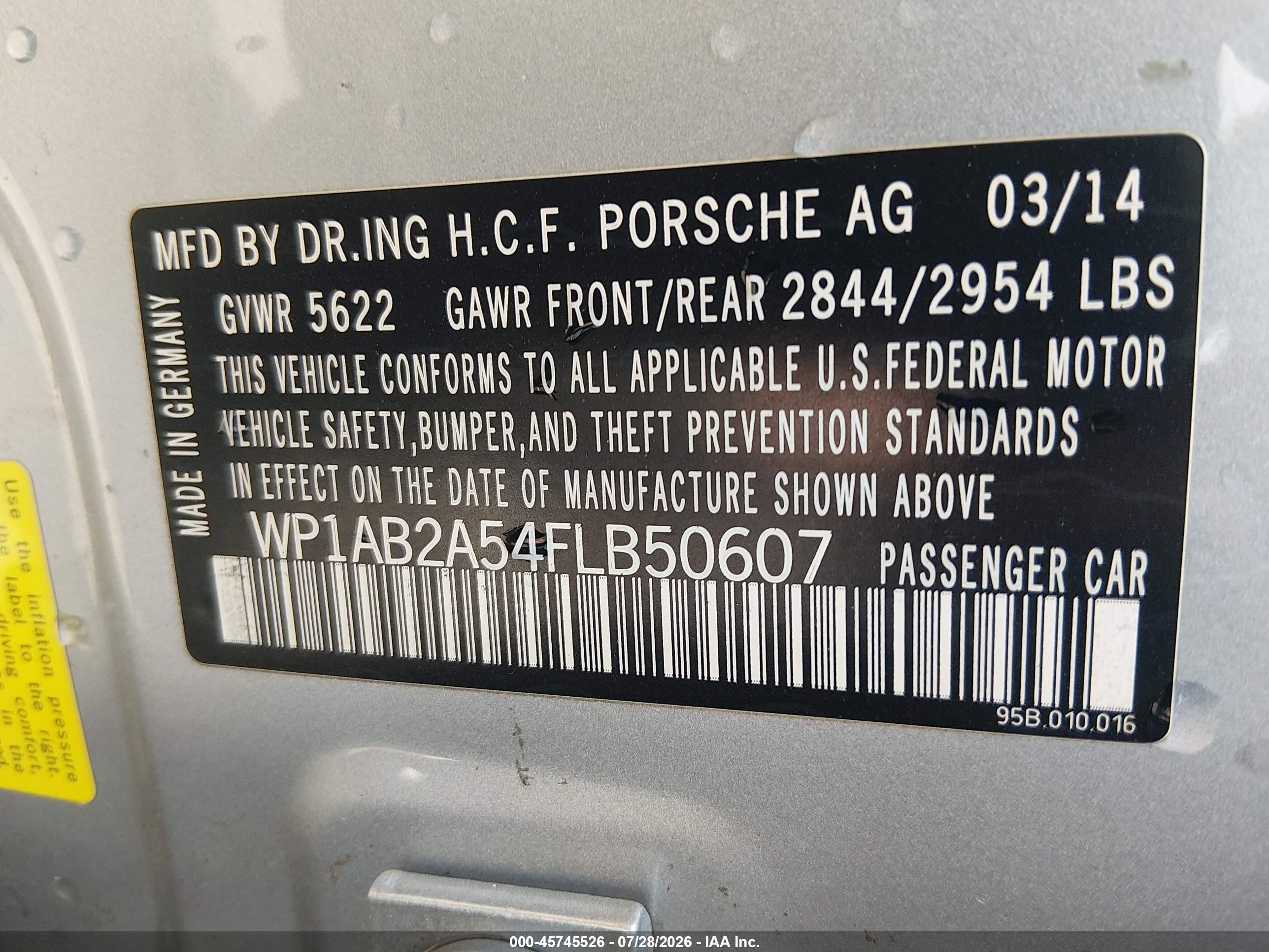 2015 Porsche Macan S Silver vin: WP1AB2A54FLB50607