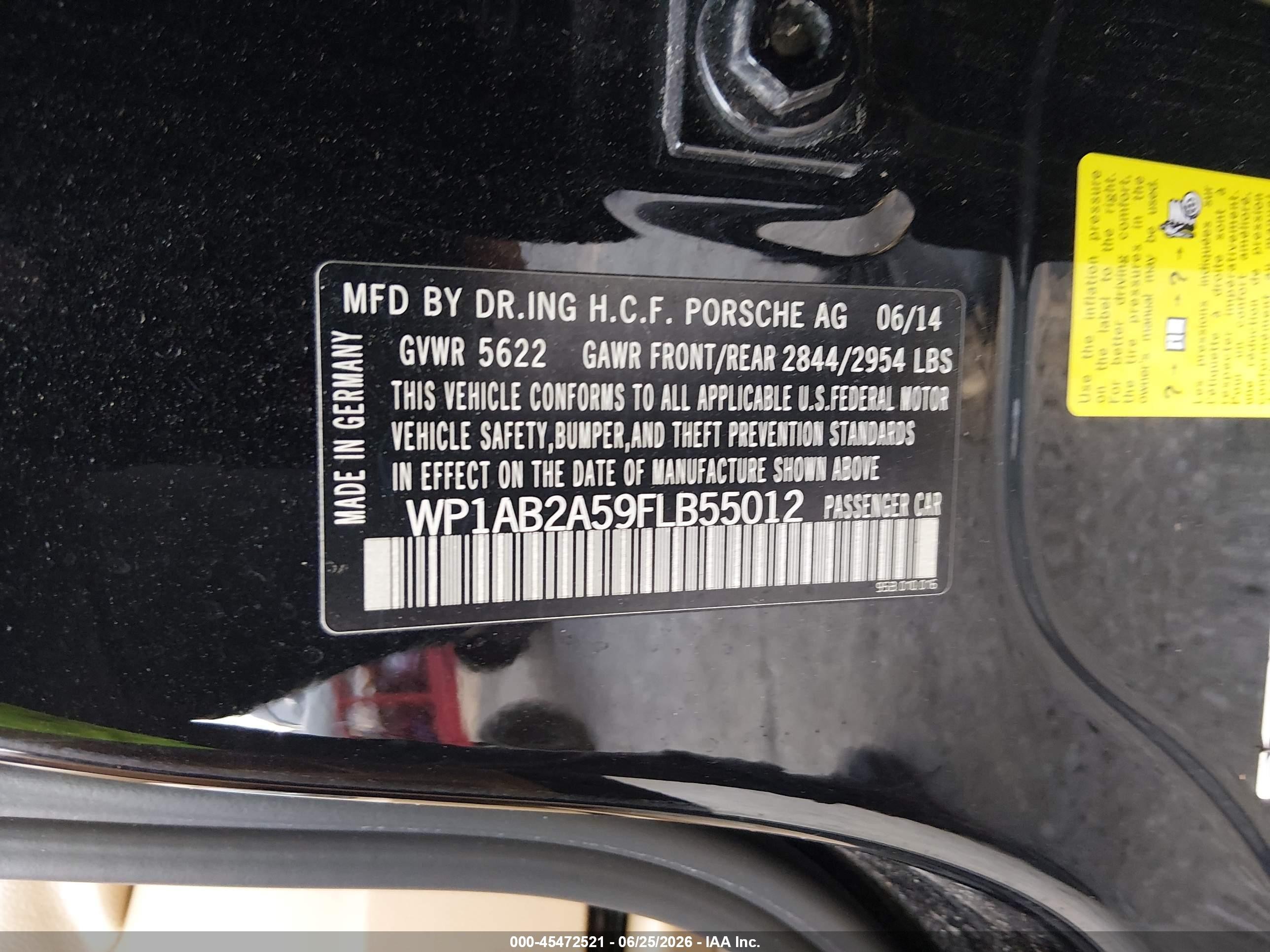 2015 Porsche Macan S Black vin: WP1AB2A59FLB55012