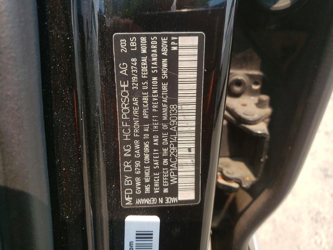 2004 Porsche Cayenne Turbo Black vin: WP1AC29P14LA90138