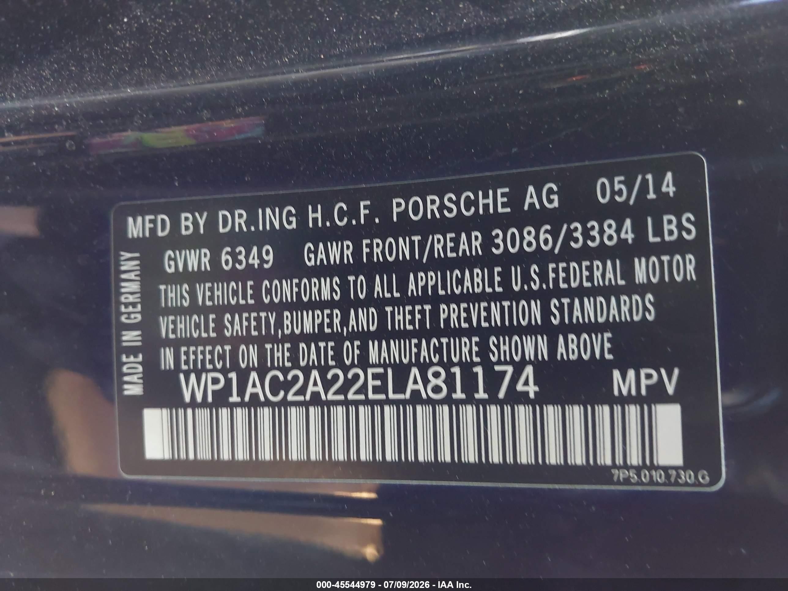 2014 Porsche Cayenne Turbo Black vin: WP1AC2A22ELA81174