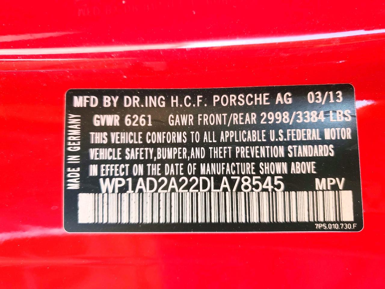 2013 Porsche Cayenne Gts Red vin: WP1AD2A22DLA78545