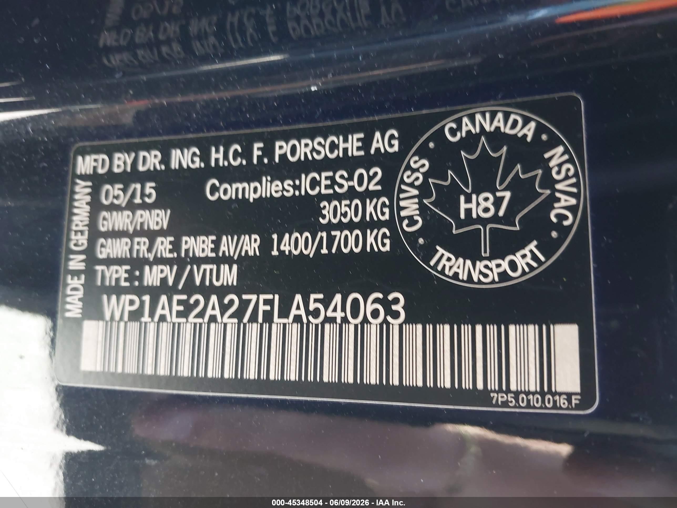 2015 Porsche Cayenne E-hybrid S Black vin: WP1AE2A27FLA54063