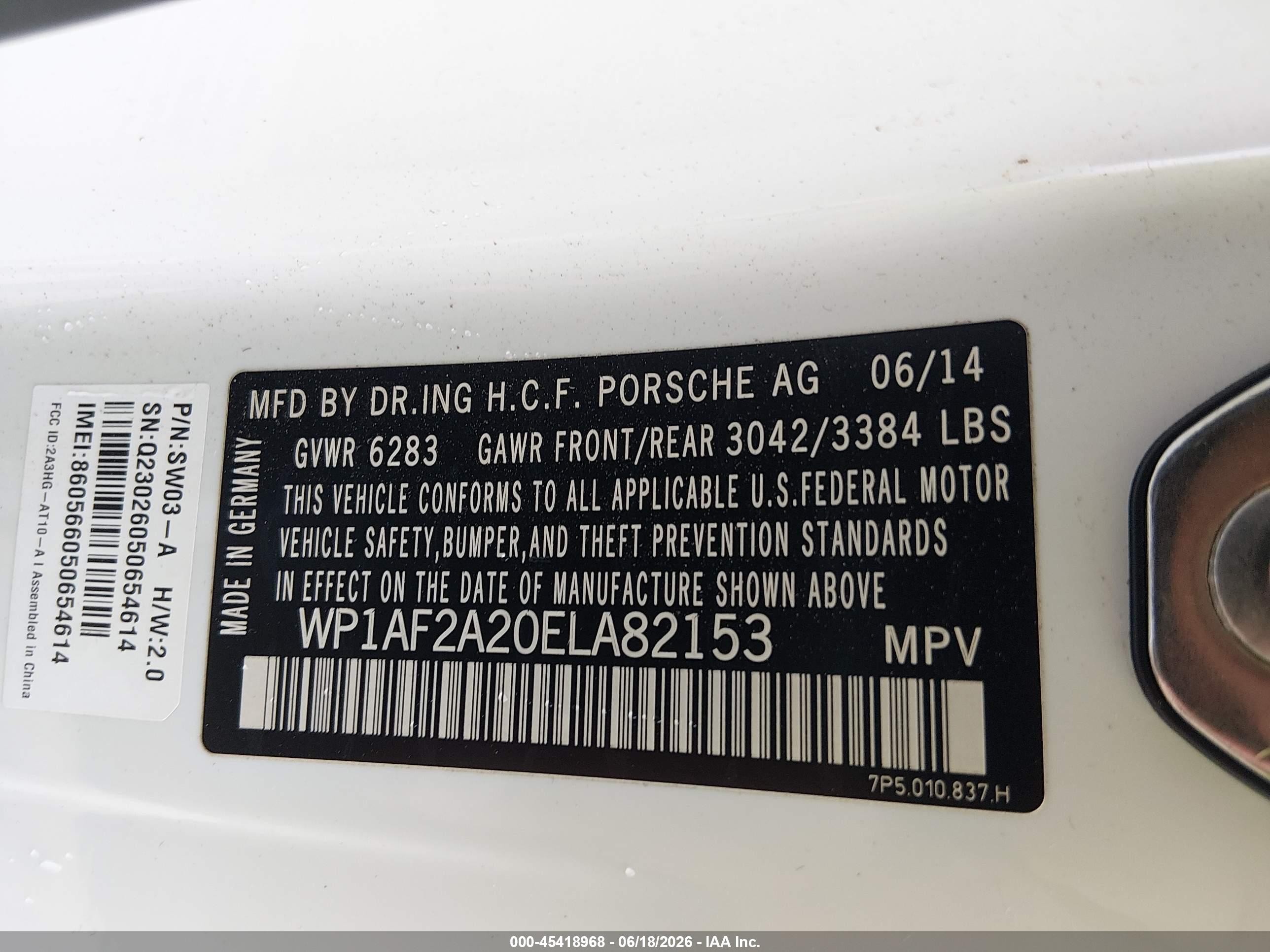 2014 Porsche Cayenne Diesel White vin: WP1AF2A20ELA82153