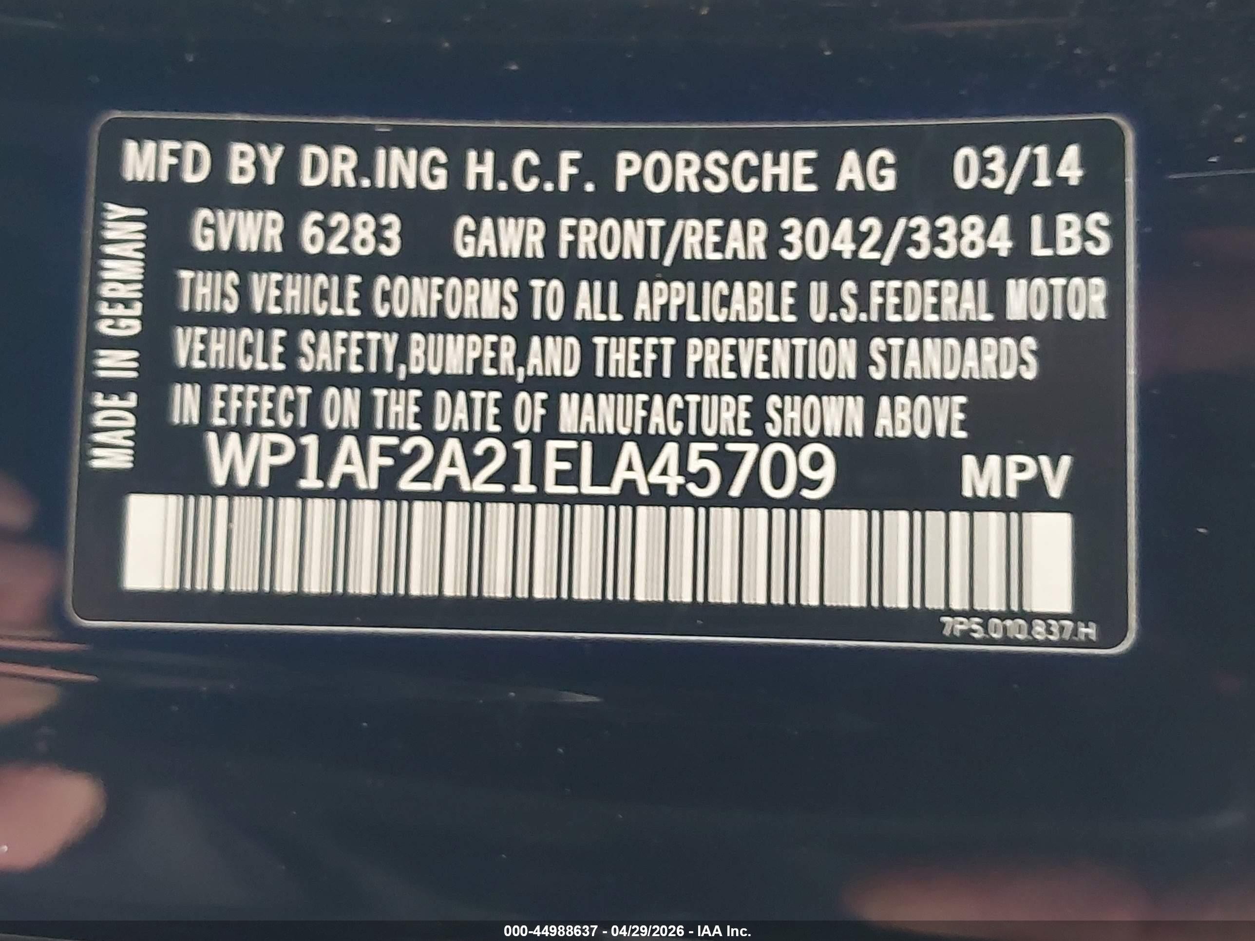 2014 Porsche Cayenne Diesel Platinum Edition Black vin: WP1AF2A21ELA45709