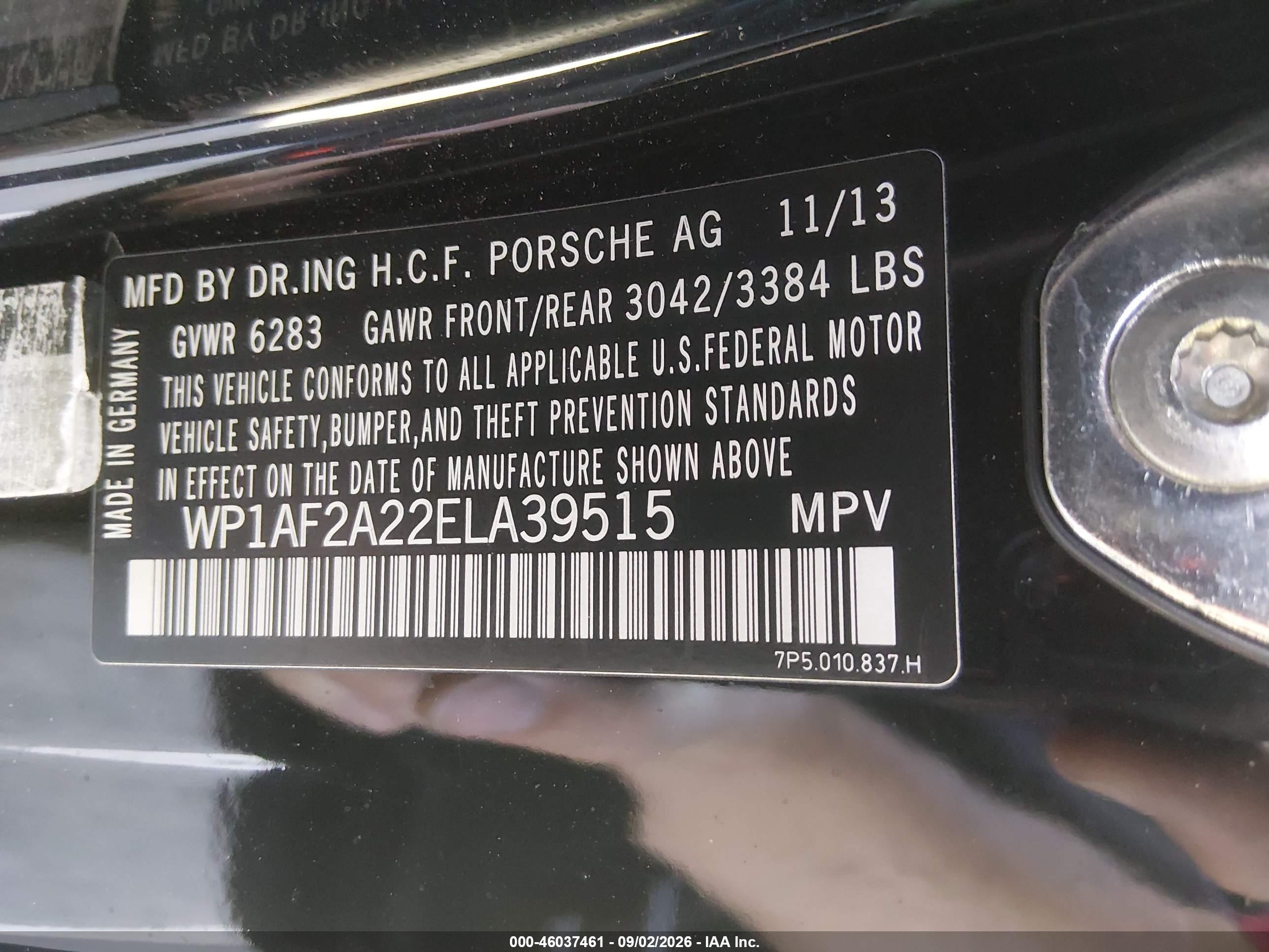 2014 Porsche Cayenne Diesel Черный vin: WP1AF2A22ELA39515