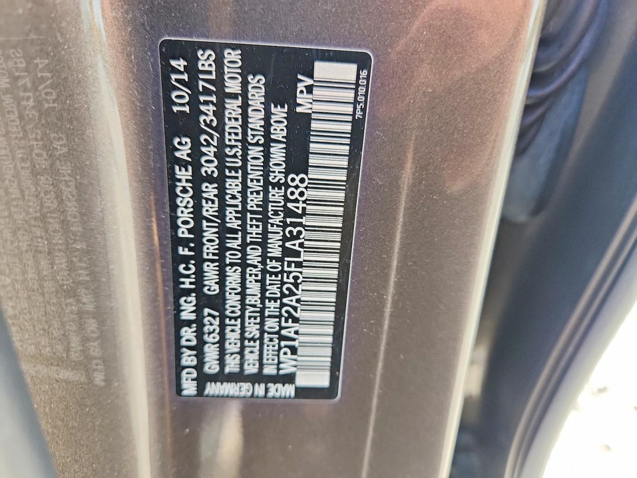 2015 Porsche Cayenne Серебряный vin: WP1AF2A25FLA31488