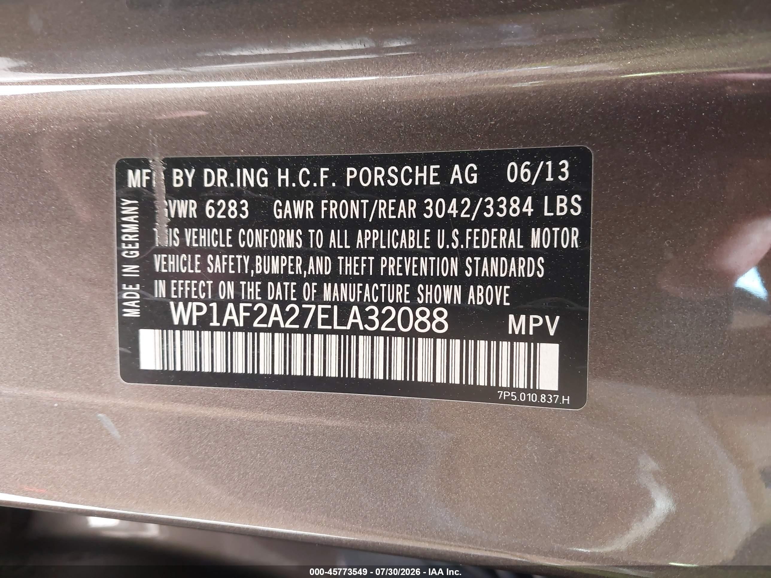 2014 Porsche Cayenne Diesel/diesel Platinum Edition Gray vin: WP1AF2A27ELA32088