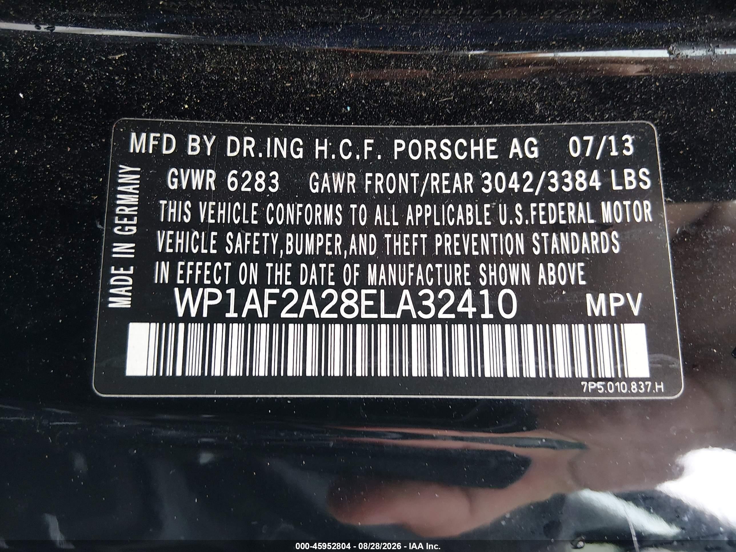 2014 Porsche Cayenne Diesel Black vin: WP1AF2A28ELA32410