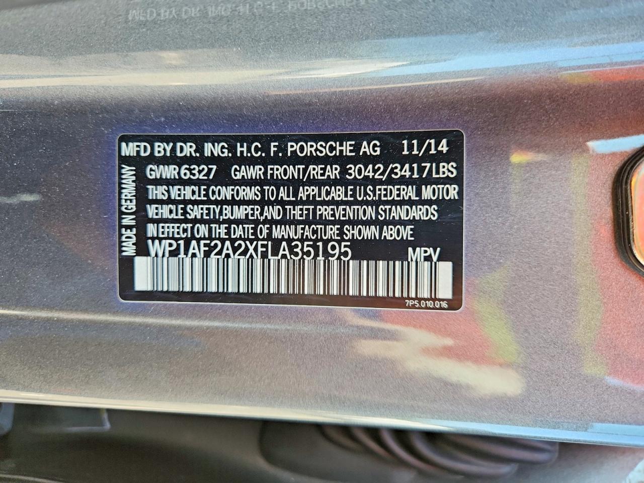 2015 Porsche Cayenne Gray vin: WP1AF2A2XFLA35195
