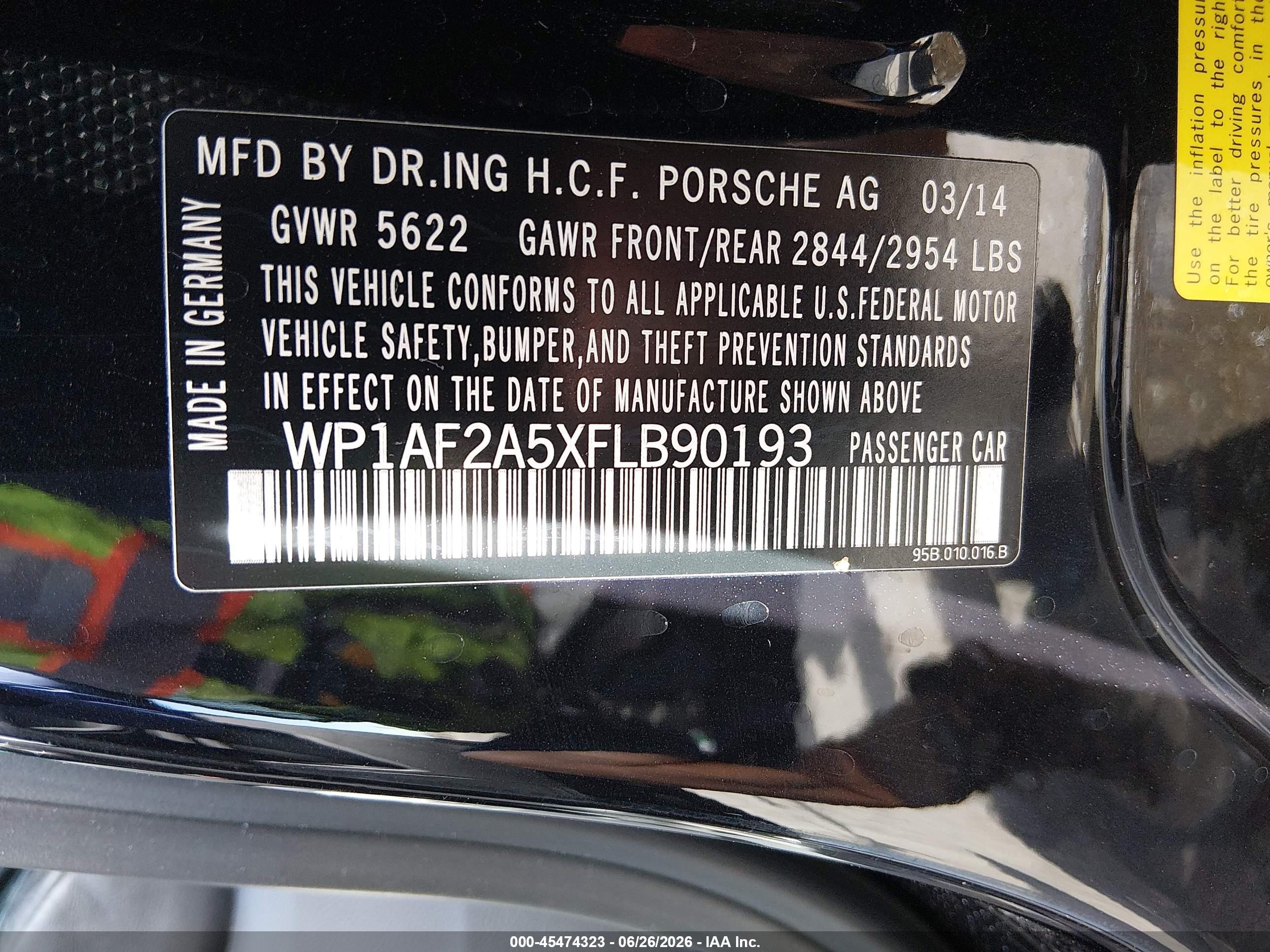 2015 Porsche Macan Turbo Black vin: WP1AF2A5XFLB90193