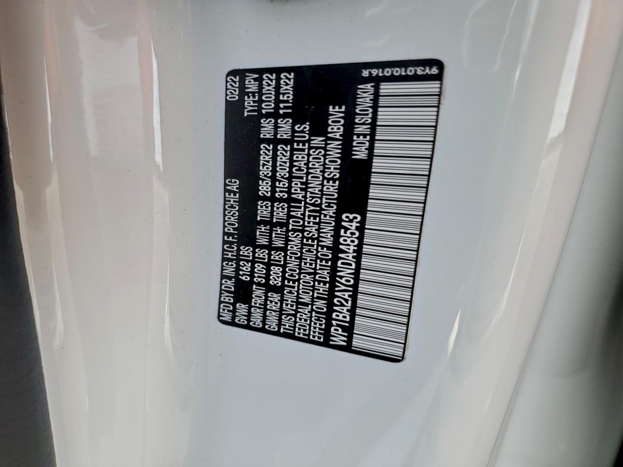 2022 Porsche Cayenne Coupe White vin: WP1BA2AY6NDA48543