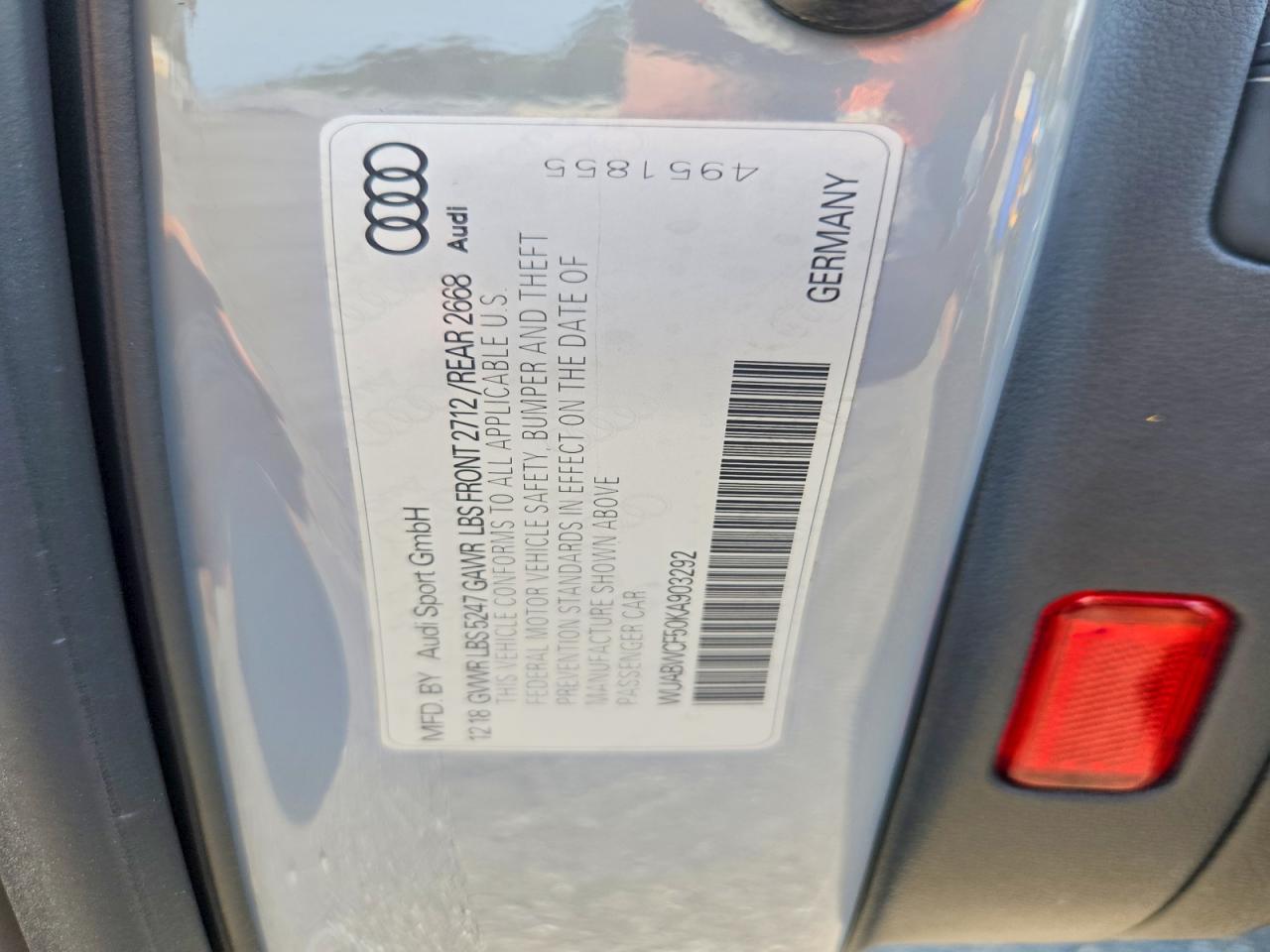2019 Audi Rs5 Gray vin: WUABWCF50KA903292